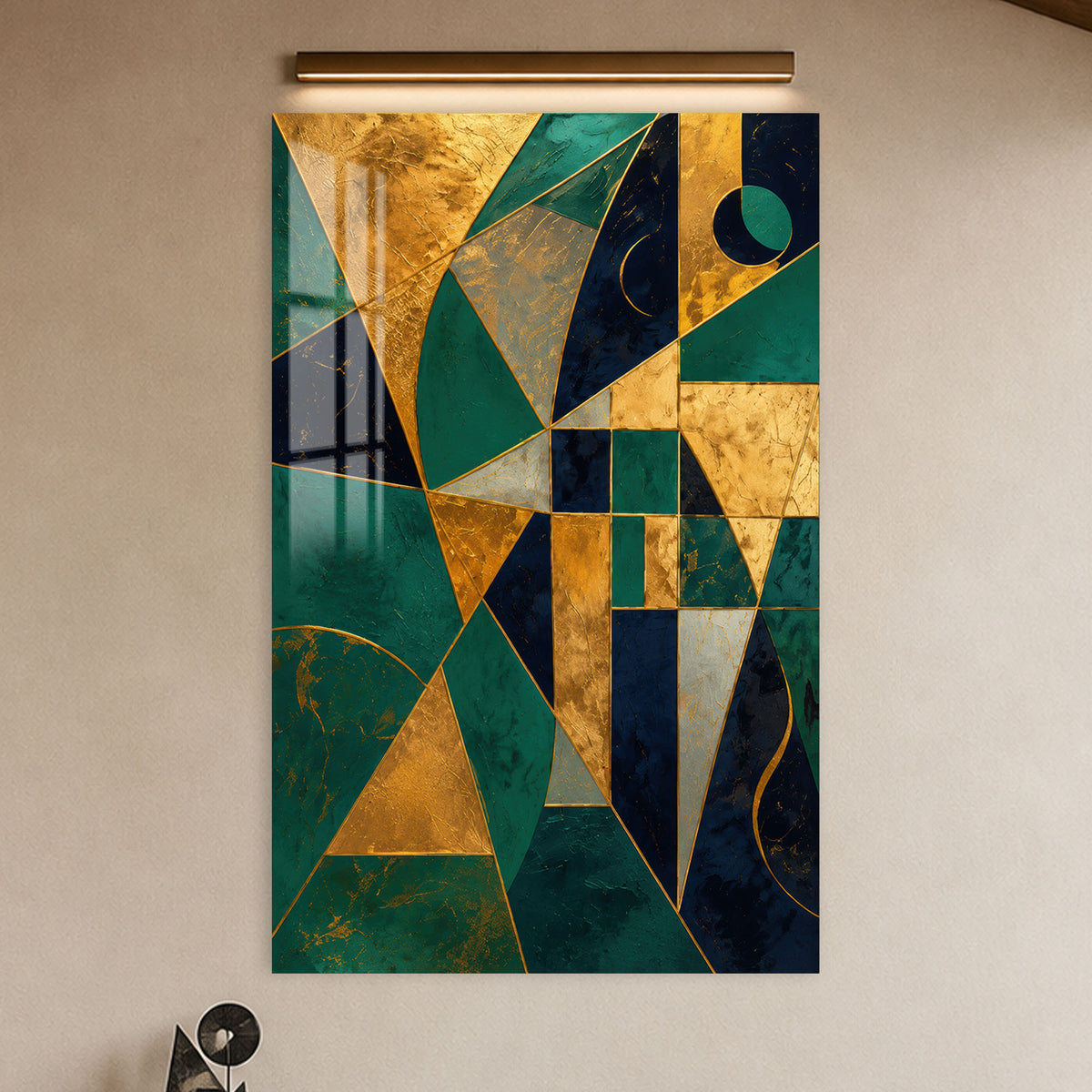 Emerald Geometric Fusion in a modern room