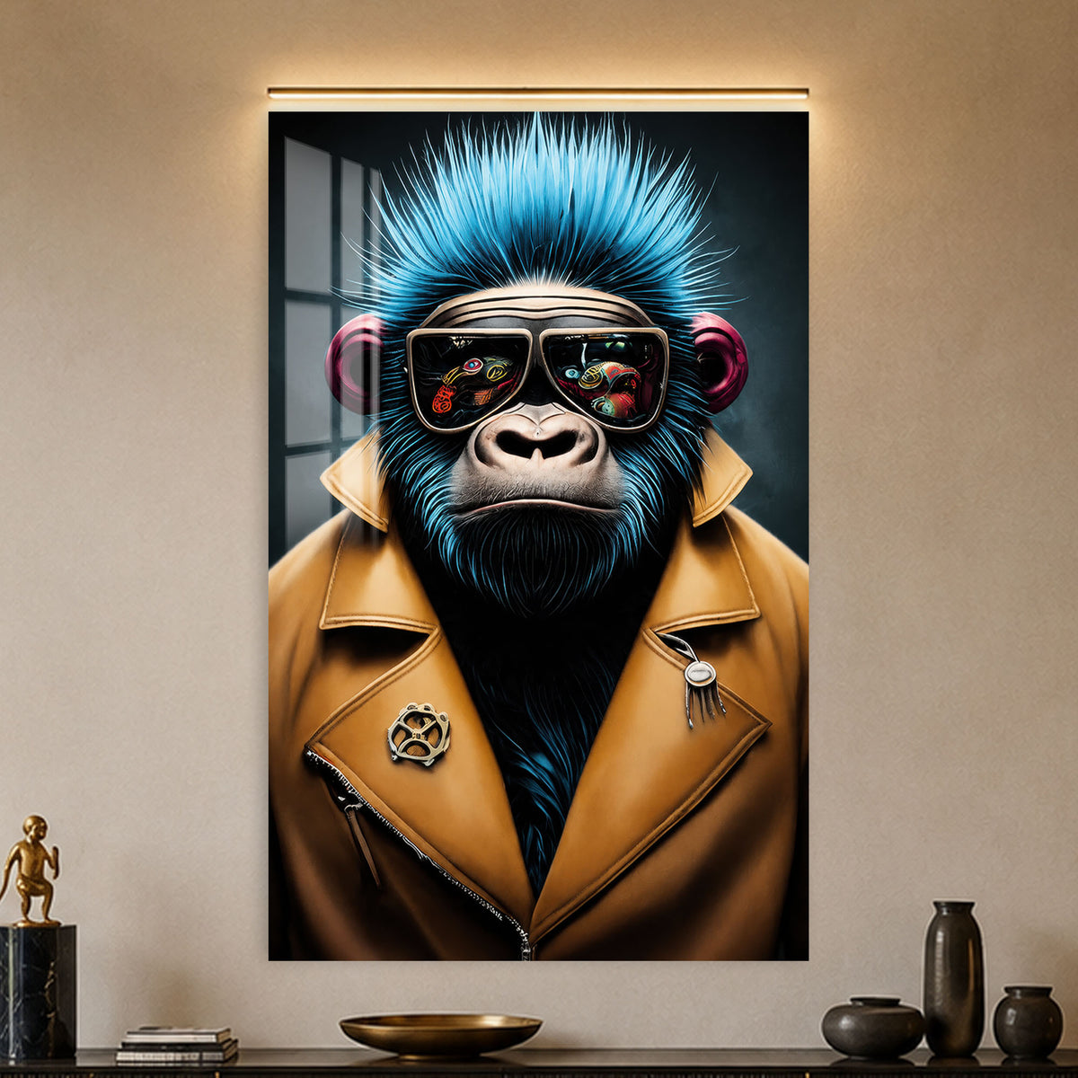 Cyber Gorilla in a modern room