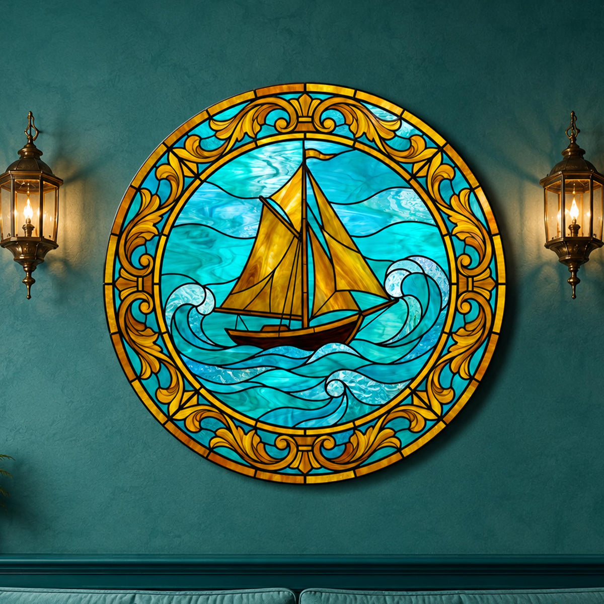 Amber Voyage — tempered glass, ultra HD print, ready to hang