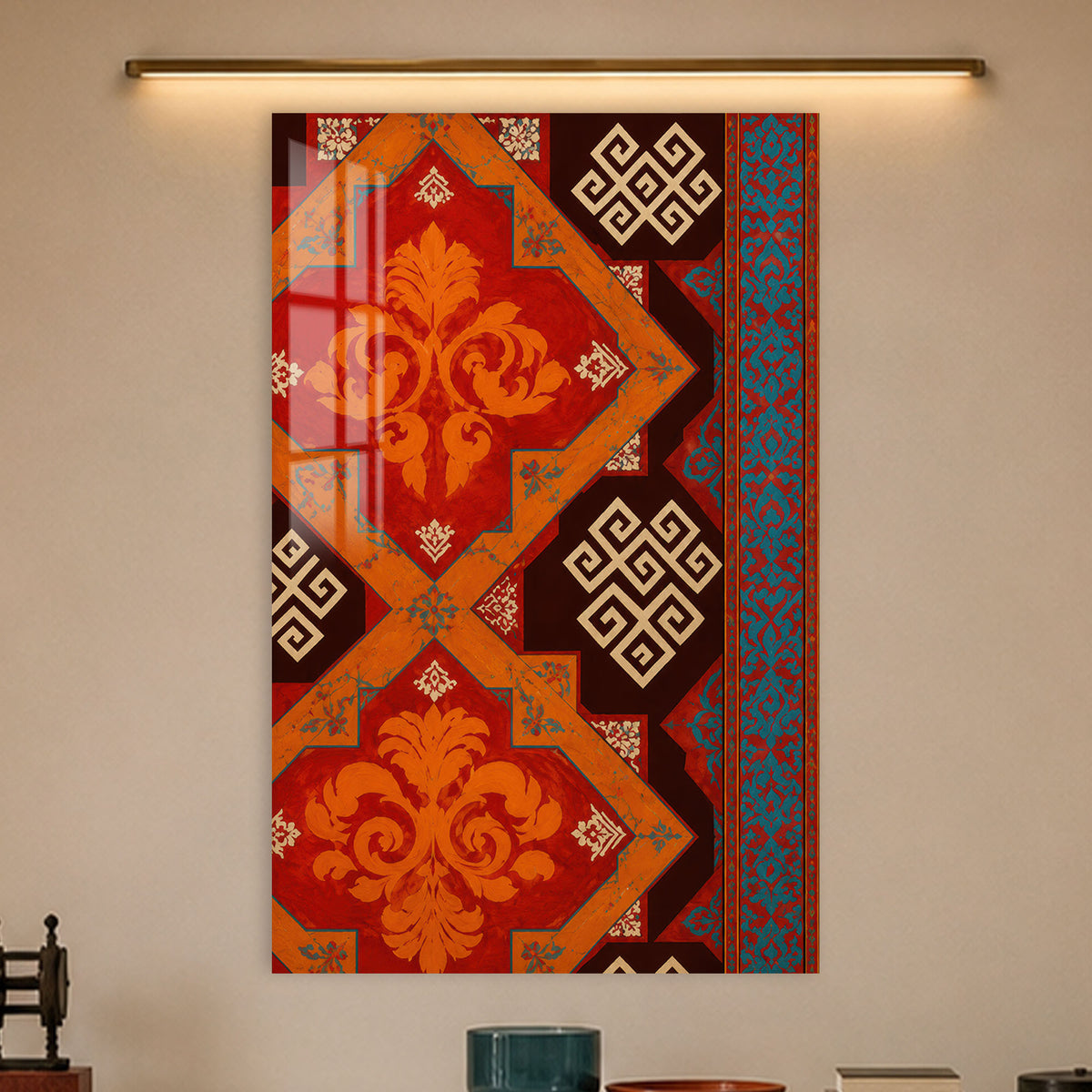 Turquoise Kilim Pattern in a modern room