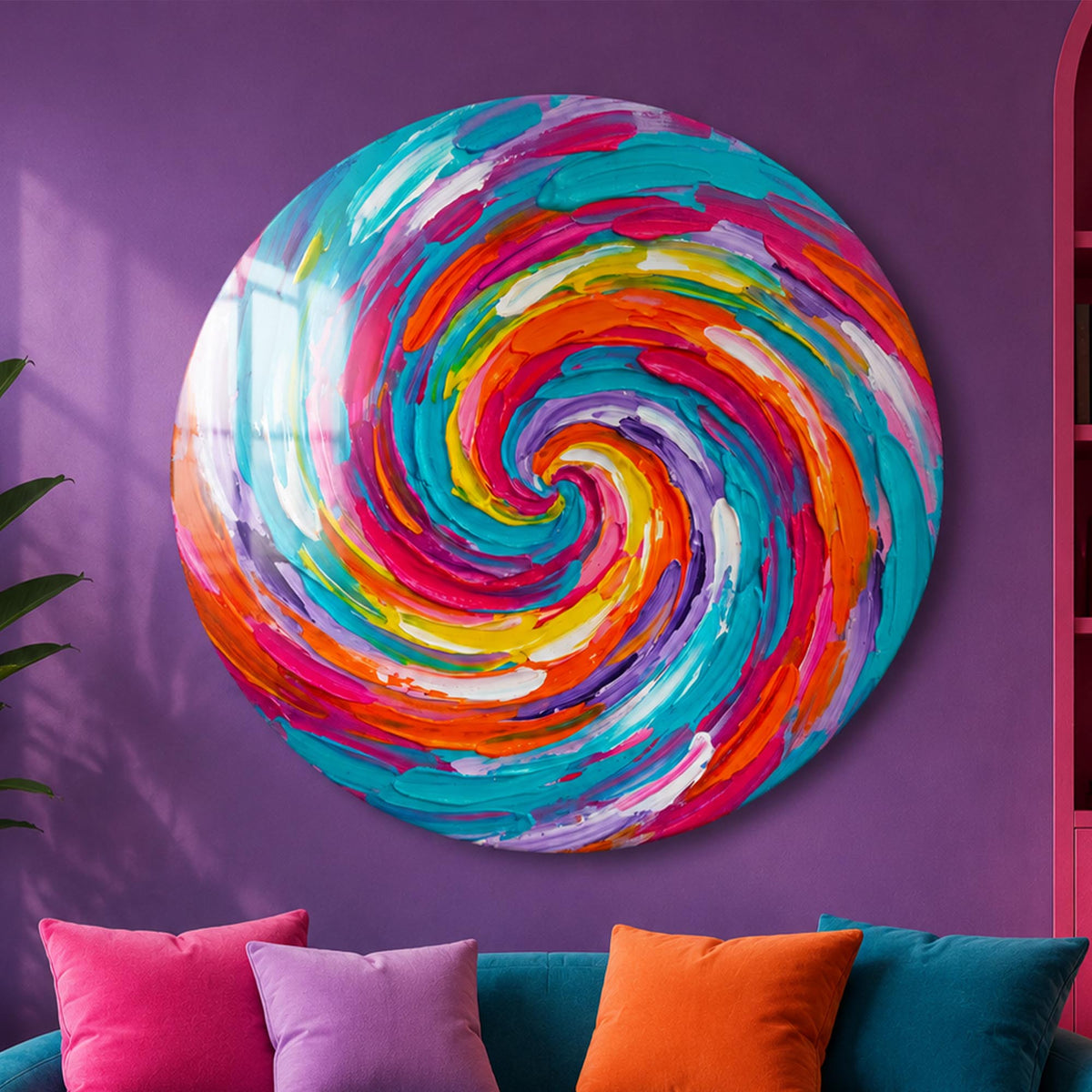 Chromatic Whirl — tempered glass, ultra HD print, ready to hang
