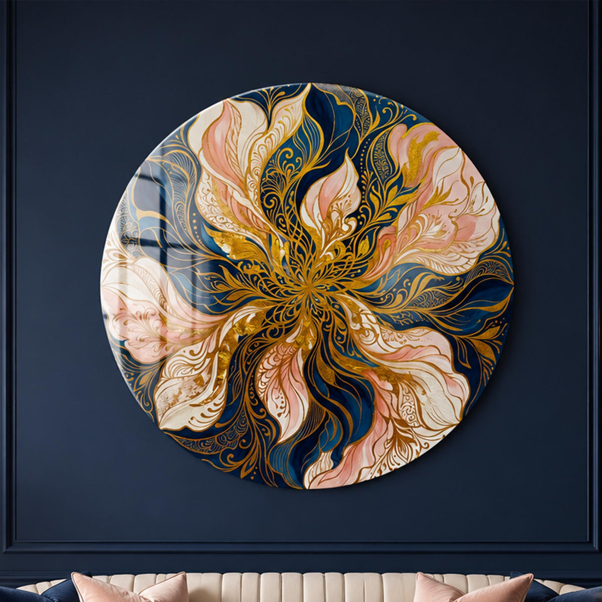 Midnight Blossom — tempered glass, ultra HD print, ready to hang