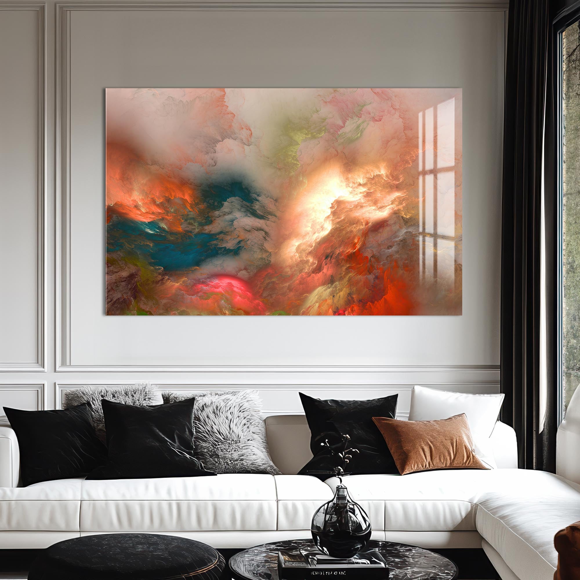 Aurora Flux-Abstract Tempered Glass Wall Art