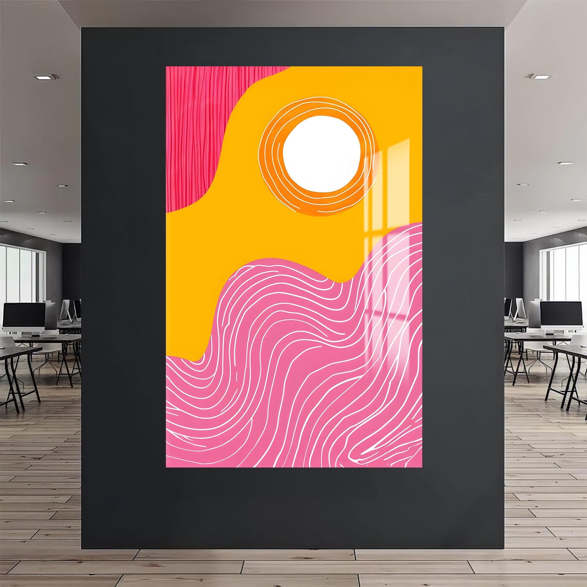Artronauts Glass Print Sun & Waves - Abstract Tempered Glass Wall Art