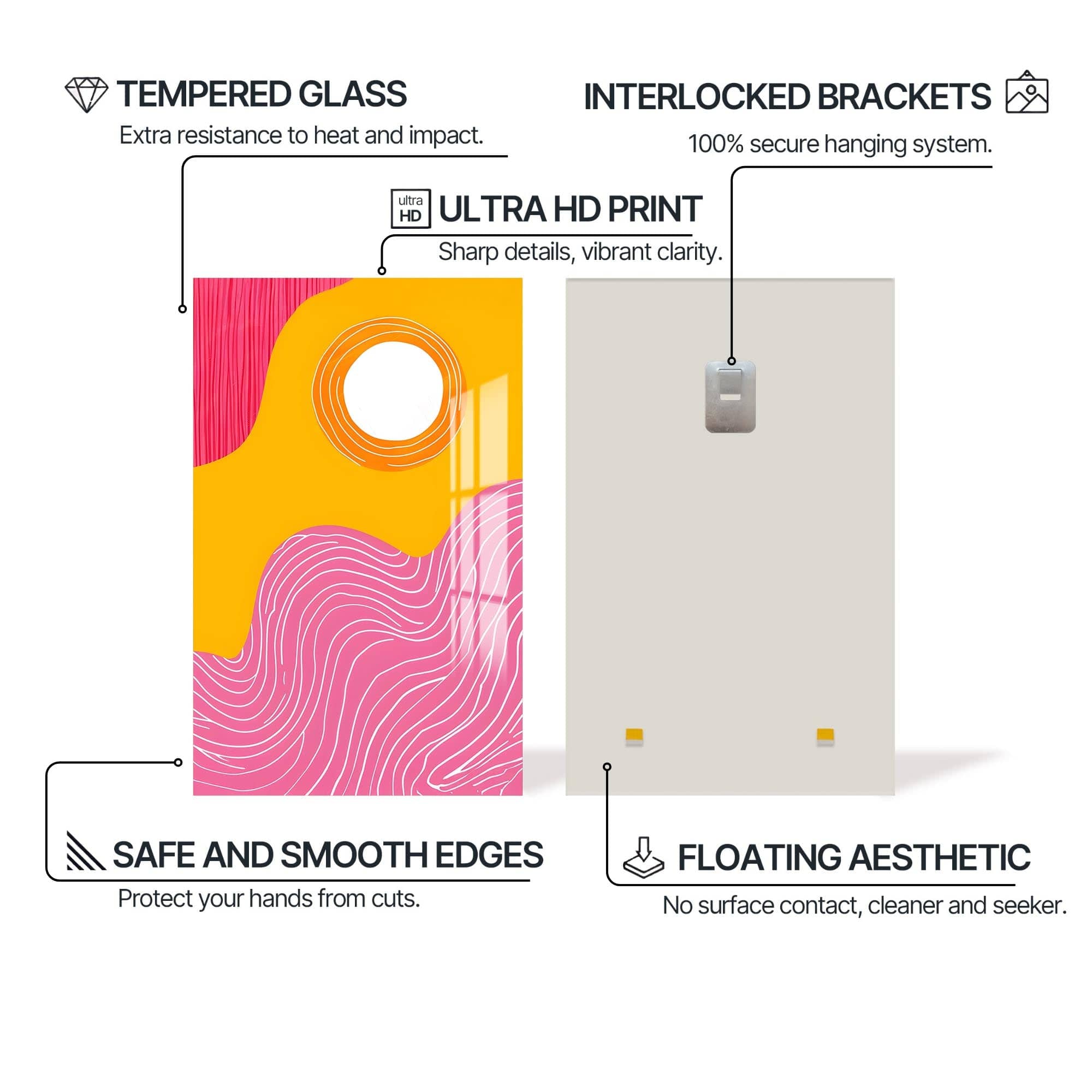 Artronauts Glass Print Sun & Waves - Abstract Tempered Glass Wall Art