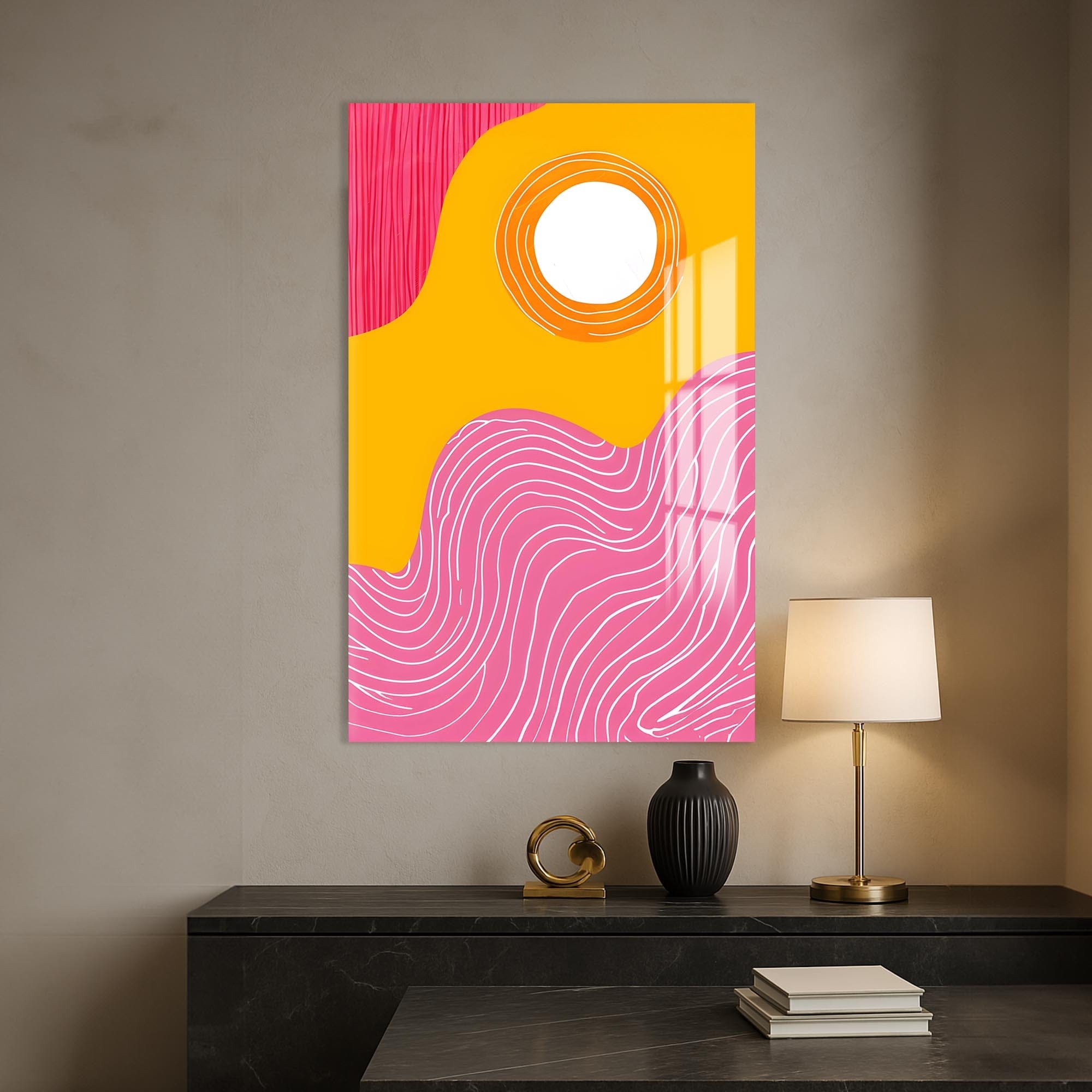 Artronauts Glass Print Sun & Waves - Abstract Tempered Glass Wall Art