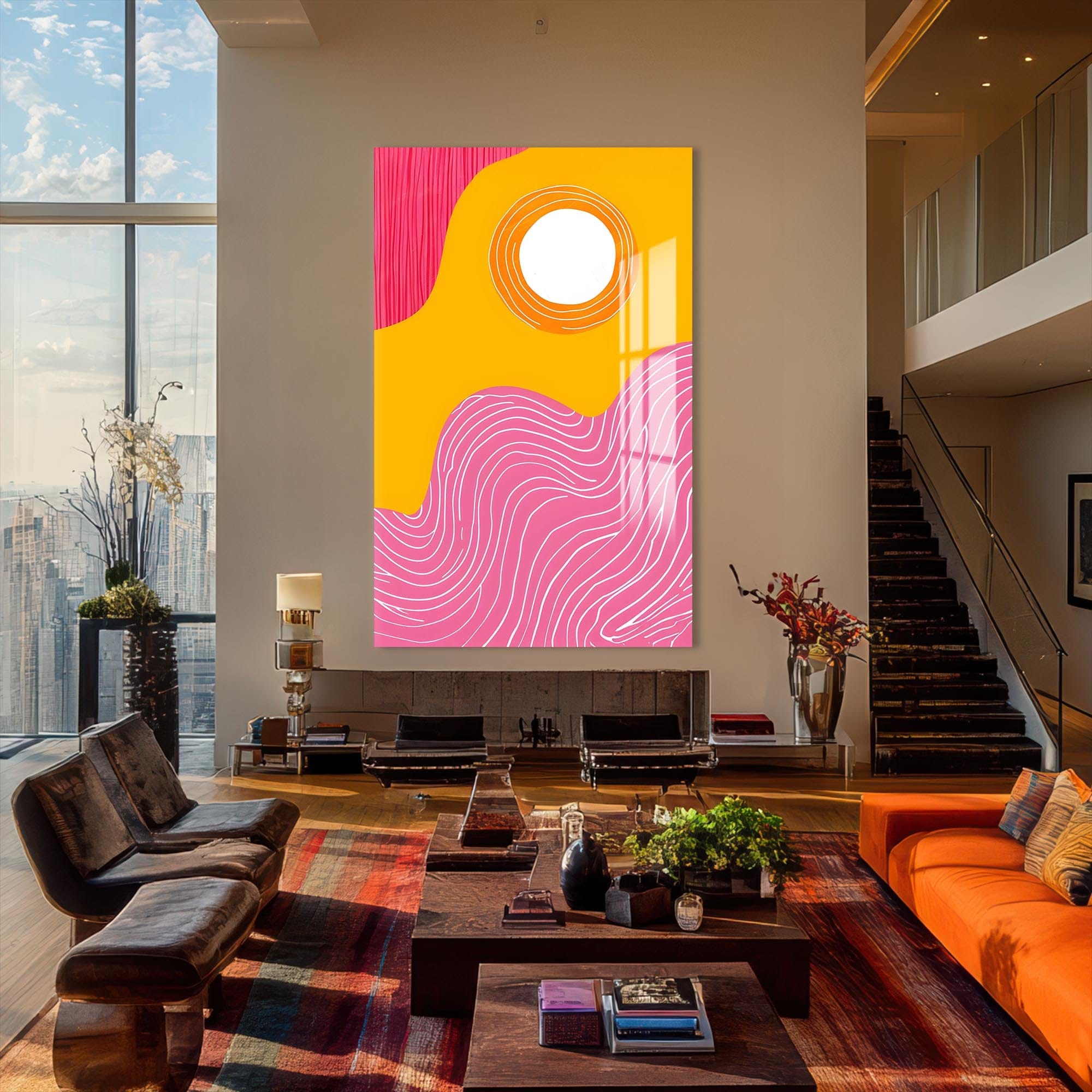 Artronauts Glass Print Sun & Waves - Abstract Tempered Glass Wall Art