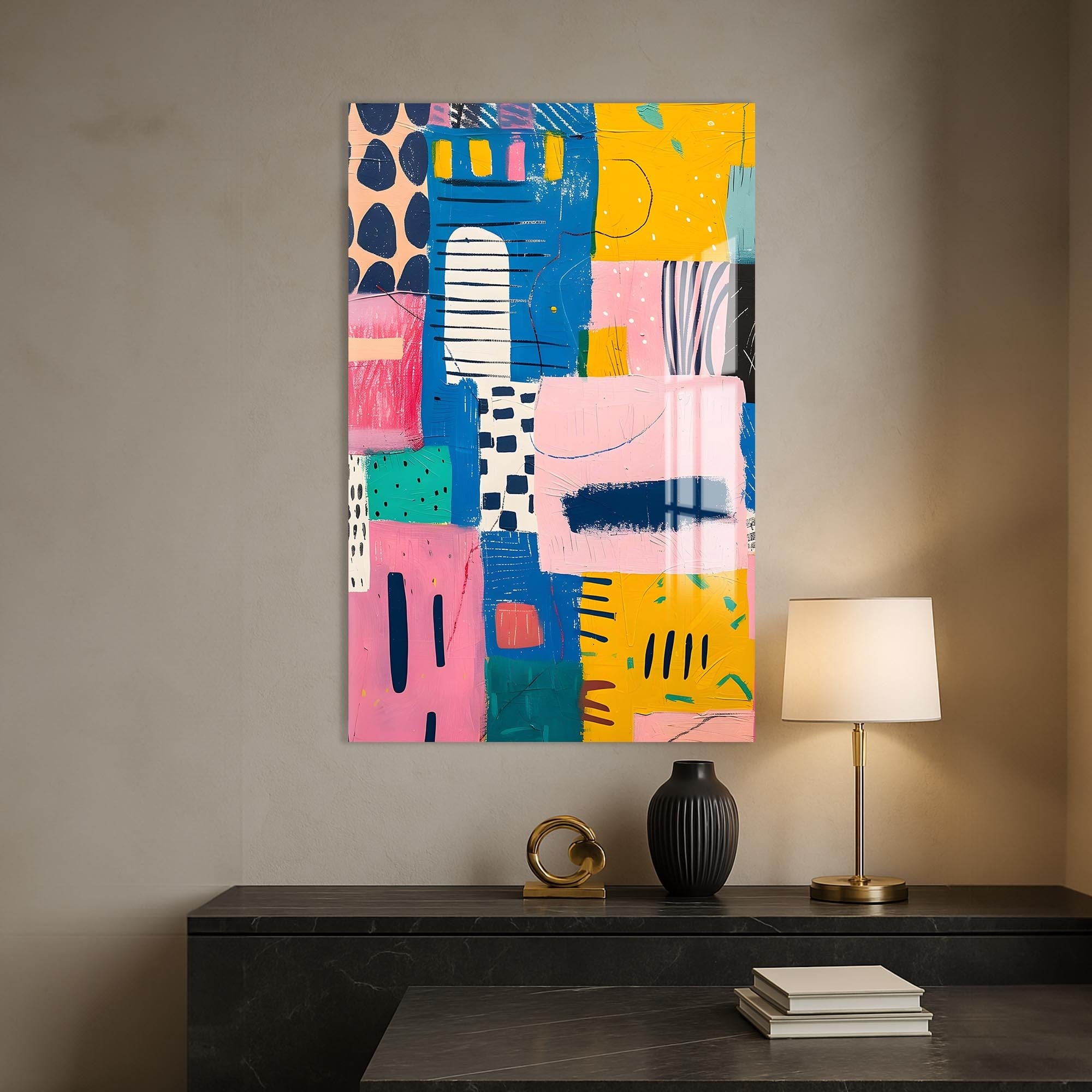 Artronauts Glass Print Abstract Geo Blocks- Tempered Glass Wall Art