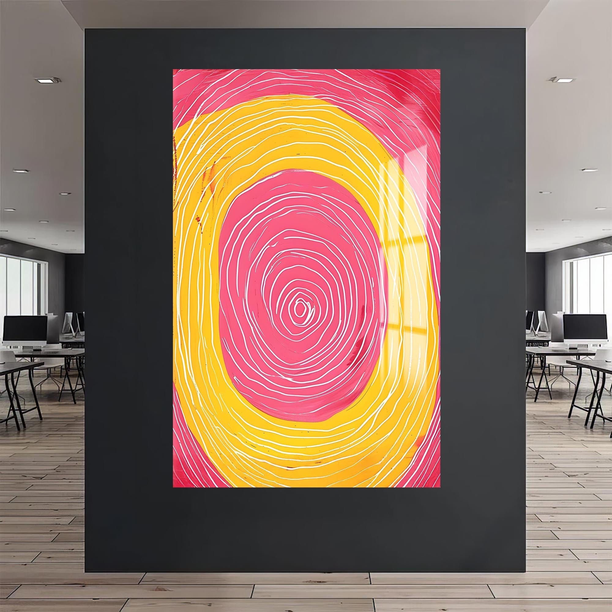 Artronauts Glass Print Abstract Pink & Yellow Spiral- Tempered Glass Wall Art