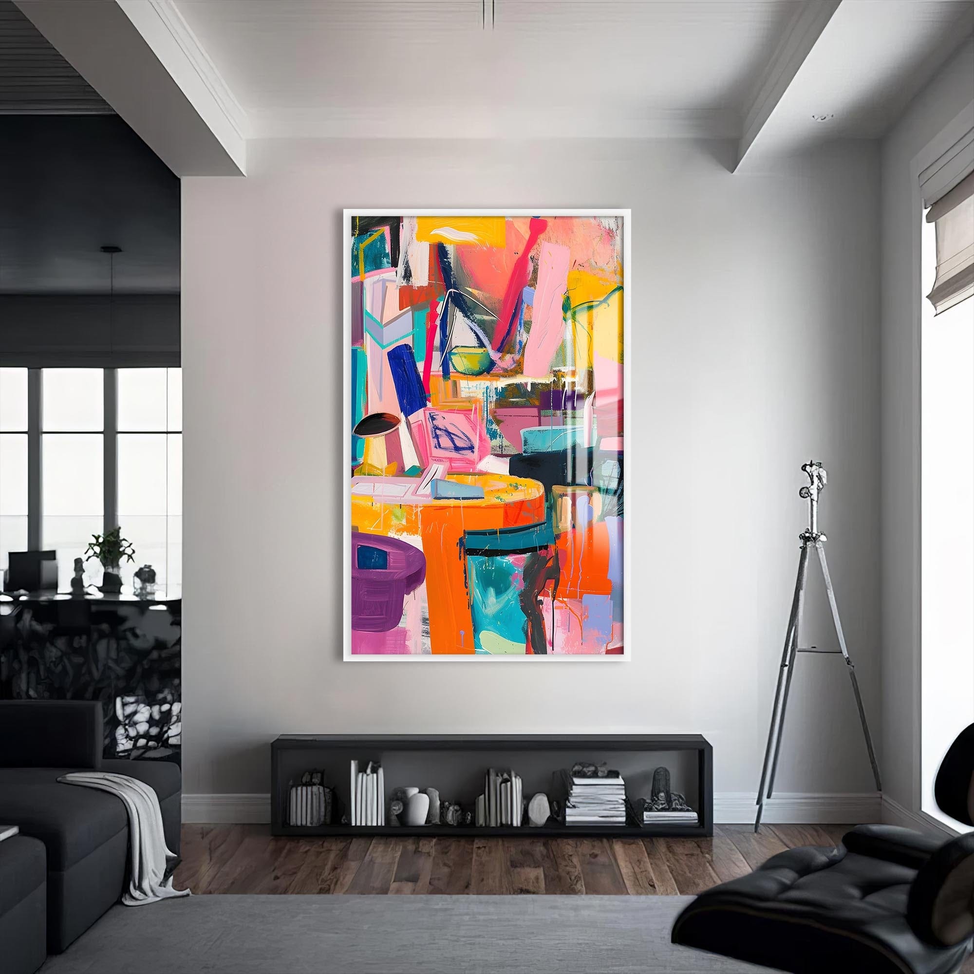 Artronauts Glass Print S | 72x46 cm | 28.3"x18.1" / White Abstract Studio- Tempered Glass Wall Art