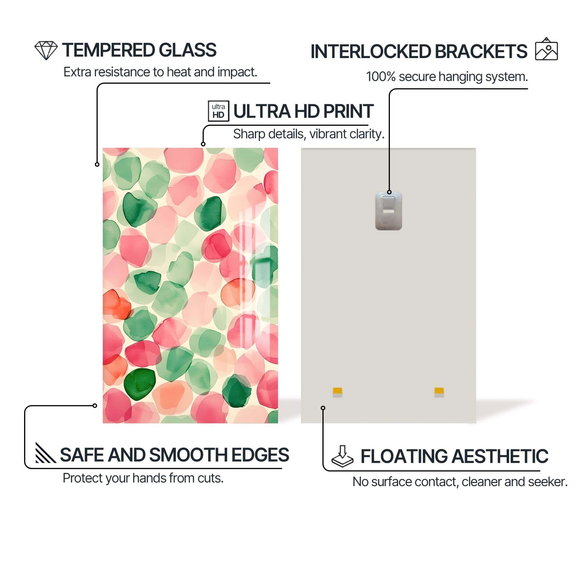 Artronauts Glass Print Watercolour Petals-Abstract Tempered Glass Wall Art