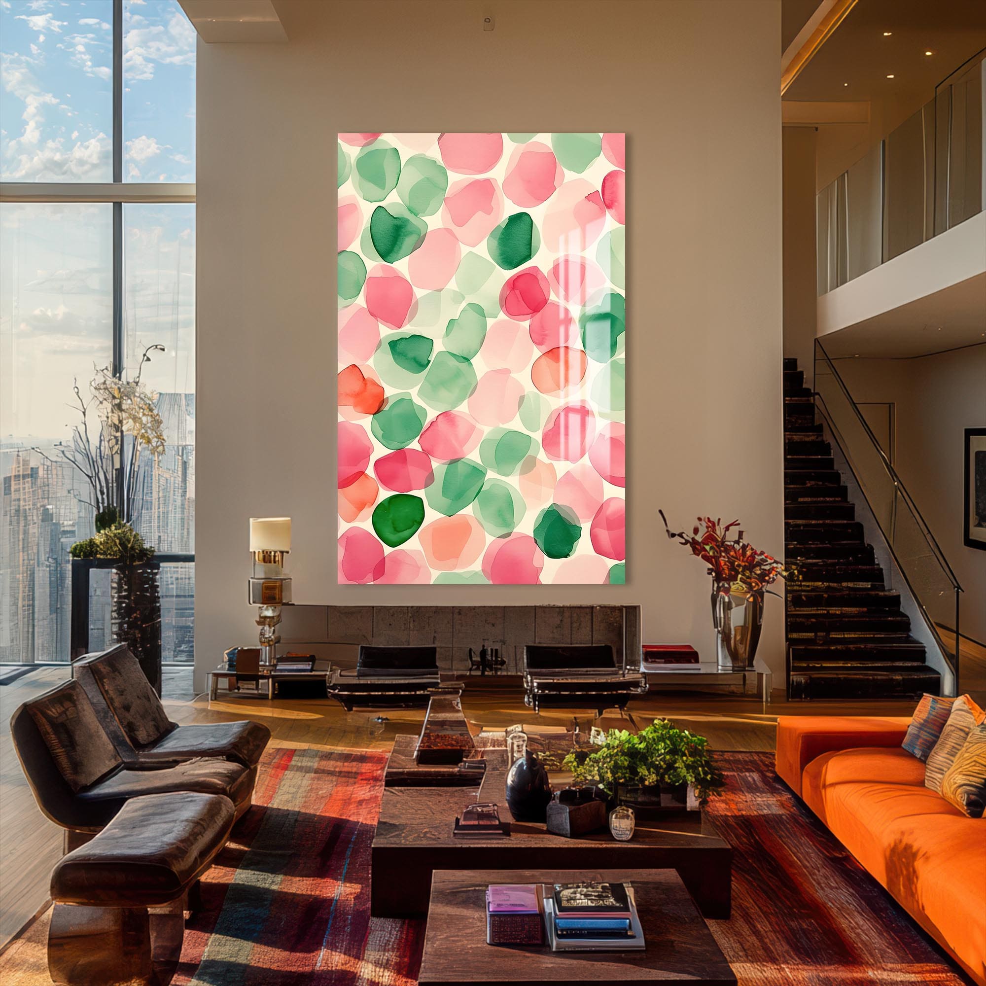 Artronauts Glass Print Watercolour Petals-Abstract Tempered Glass Wall Art