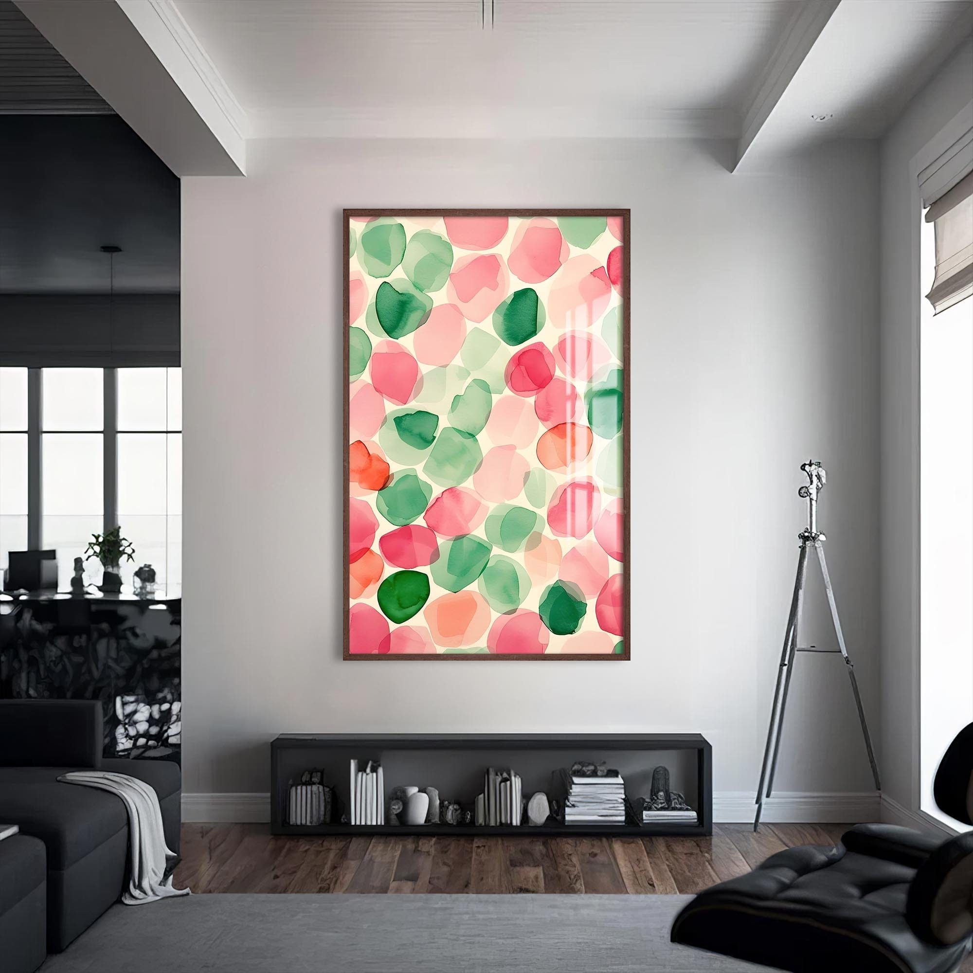 Artronauts Glass Print S | 72x46 cm | 28.3"x18.1" / Walnut Watercolour Petals-Abstract Tempered Glass Wall Art