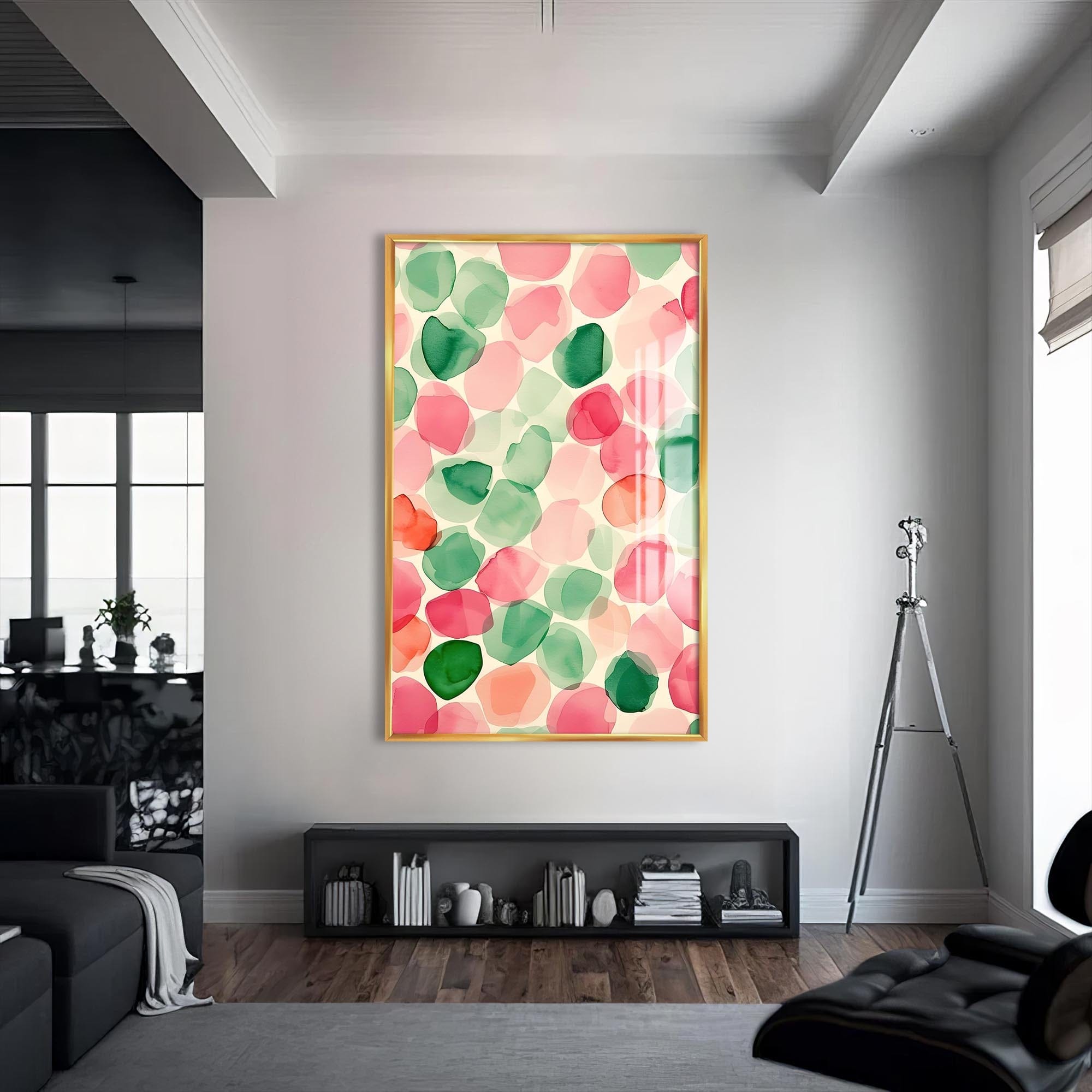 Artronauts Glass Print S | 72x46 cm | 28.3"x18.1" / Gold Watercolour Petals-Abstract Tempered Glass Wall Art