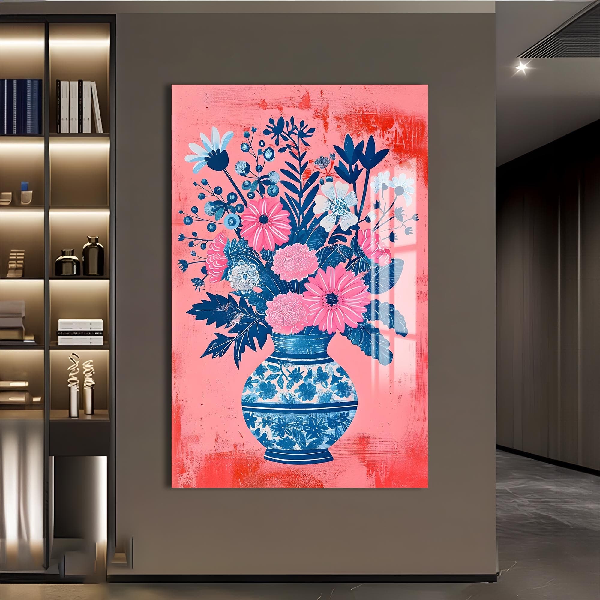 Artronauts Glass Print Floral Vase-Abstract Tempered Glass Wall Art