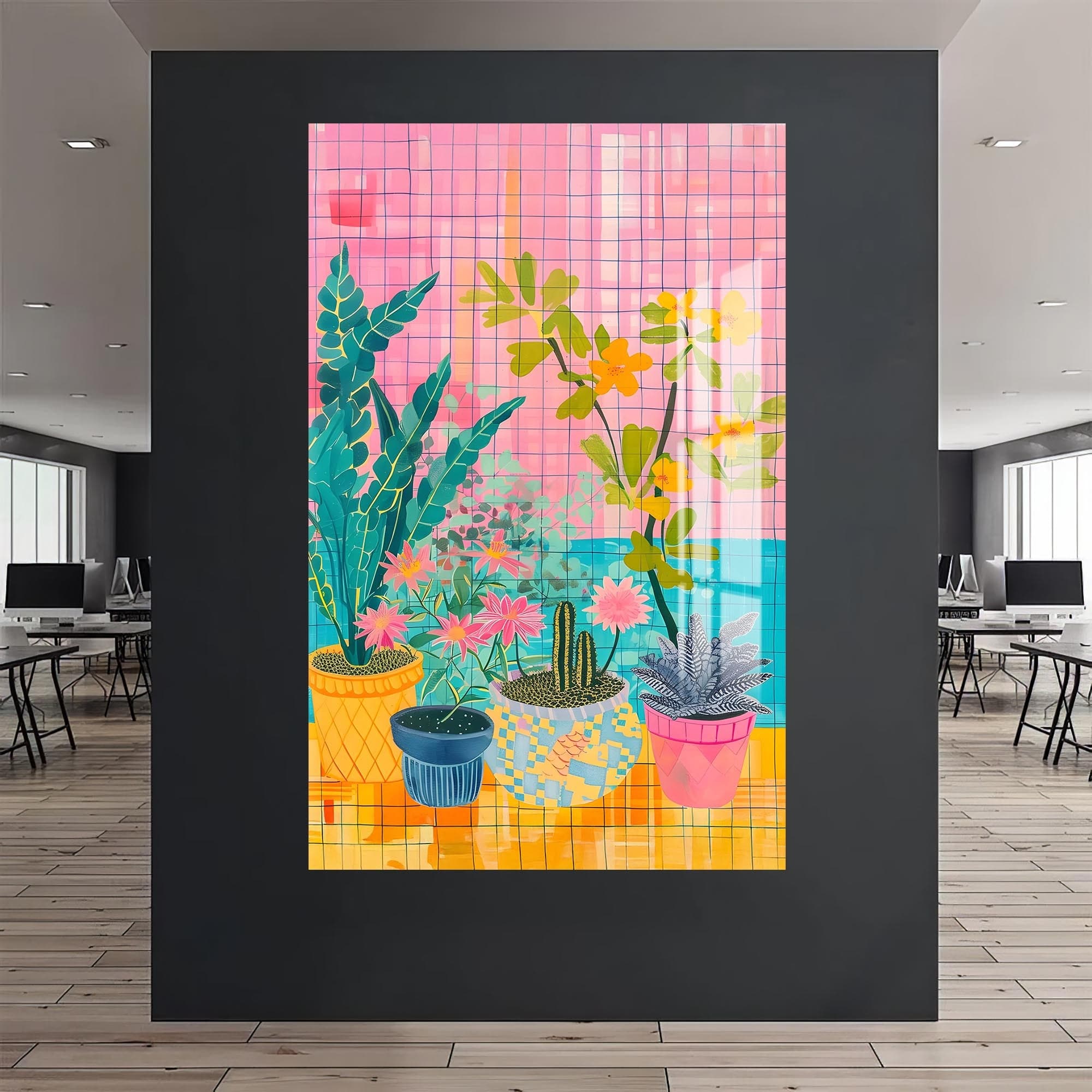Artronauts Glass Print Balcony Pots - Abstract Tempered Glass Wall Art