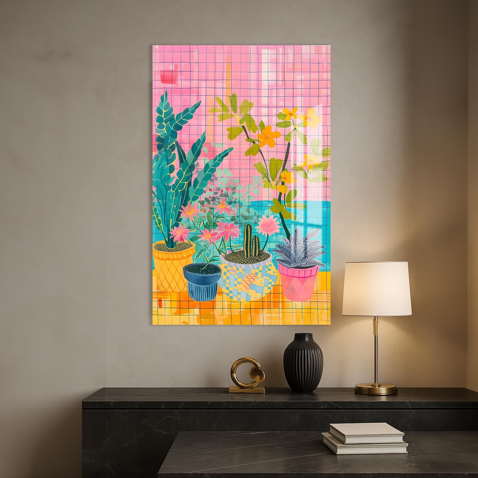 Artronauts Glass Print Balcony Pots - Abstract Tempered Glass Wall Art