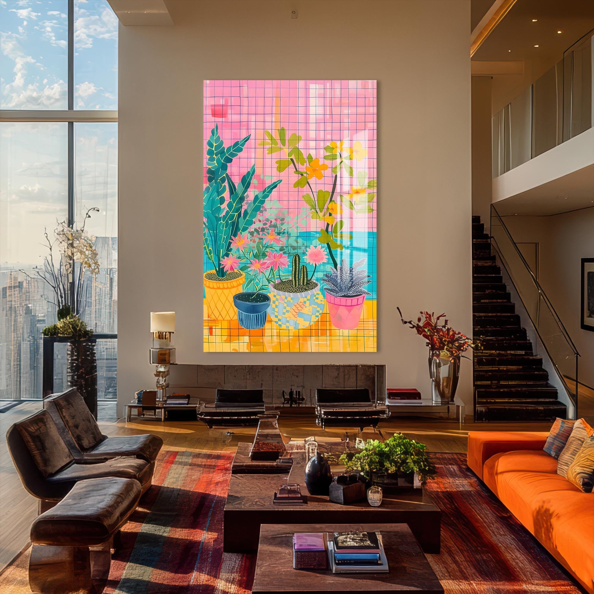 Artronauts Glass Print Balcony Pots - Abstract Tempered Glass Wall Art