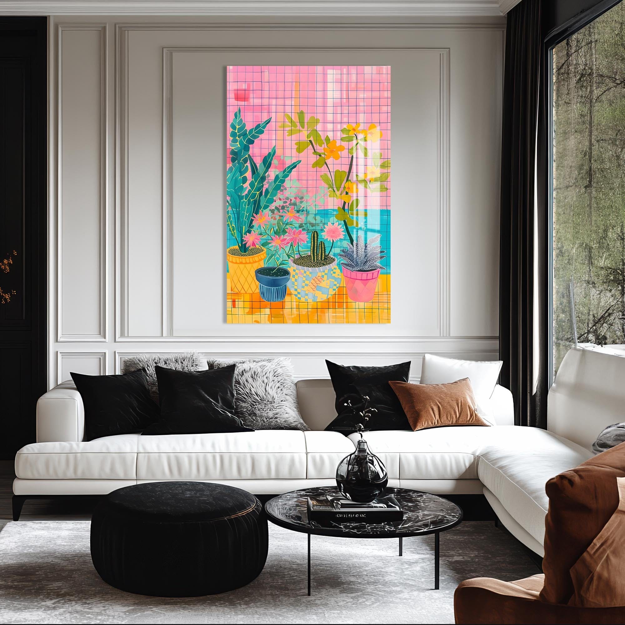 Artronauts Glass Print Balcony Pots - Abstract Tempered Glass Wall Art