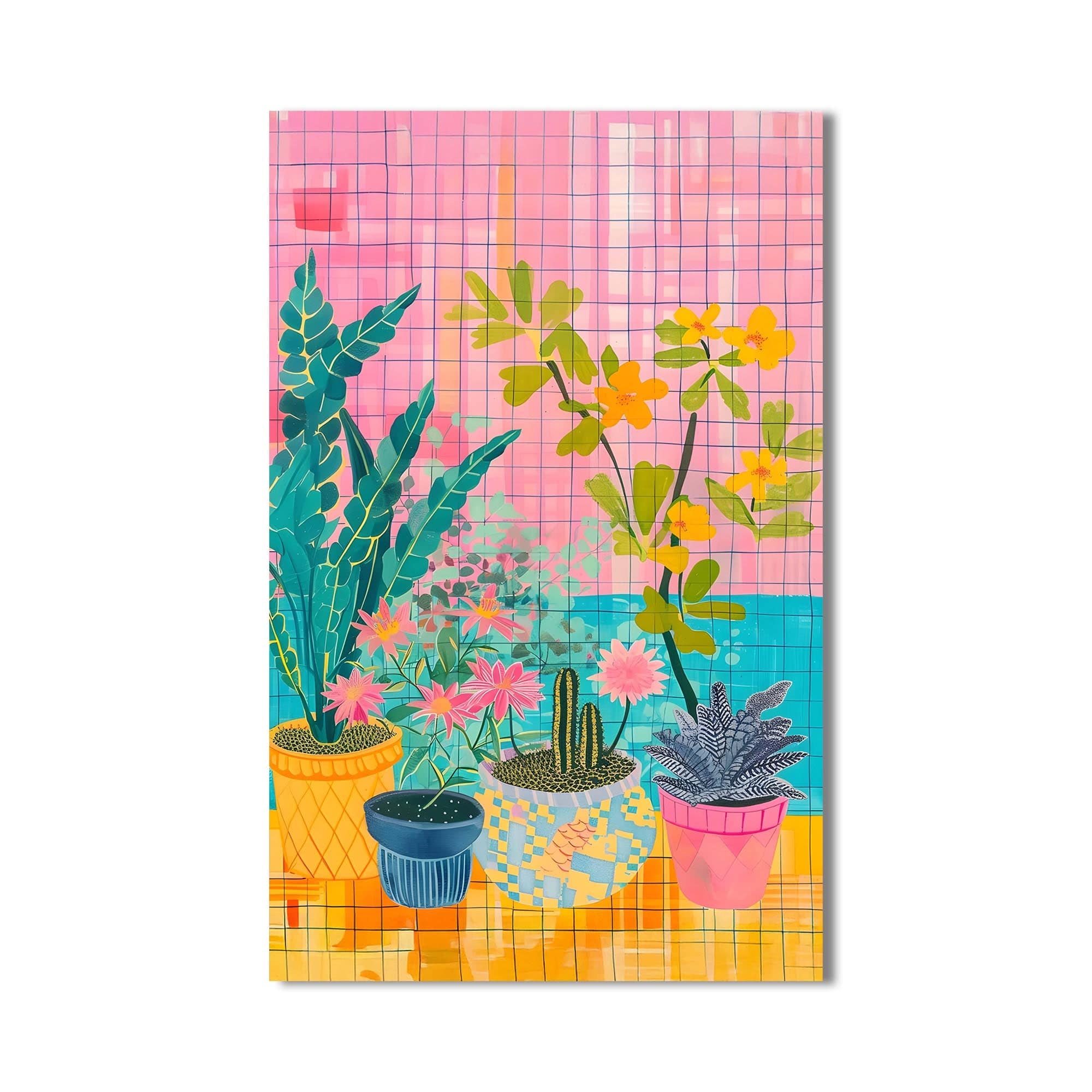 Artronauts Glass Print Balcony Pots - Abstract Tempered Glass Wall Art