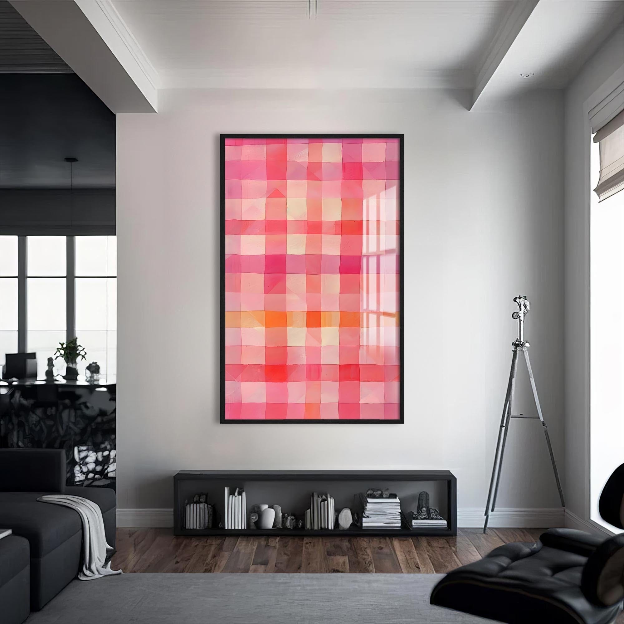 Artronauts Glass Print S | 72x46 cm | 28.3"x18.1" / Black Mosaic Glow- Abstract Tempered Glass Wall Art