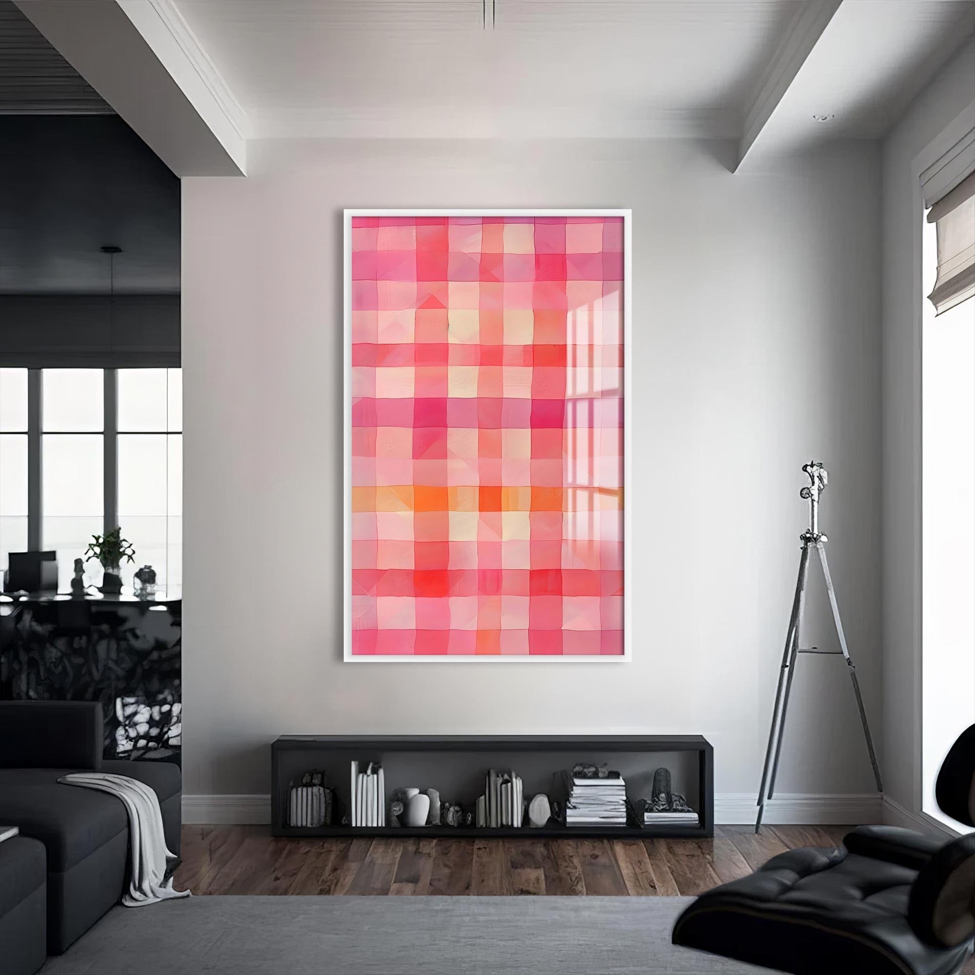 Artronauts Glass Print S | 72x46 cm | 28.3"x18.1" / White Mosaic Glow- Abstract Tempered Glass Wall Art