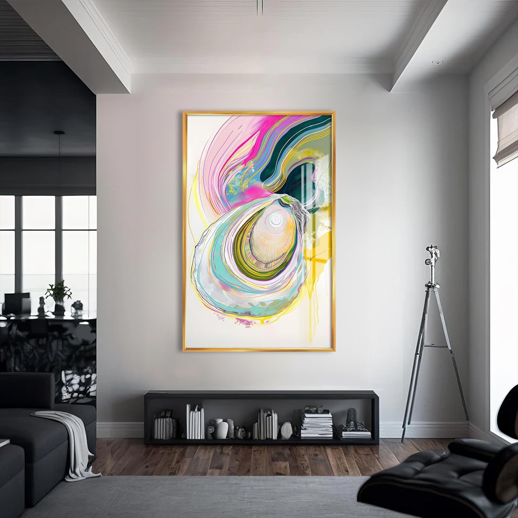 Artronauts Glass Print S | 72x46 cm | 28.3"x18.1" / Gold Abstract Oyster-Tempered Glass Wall Art