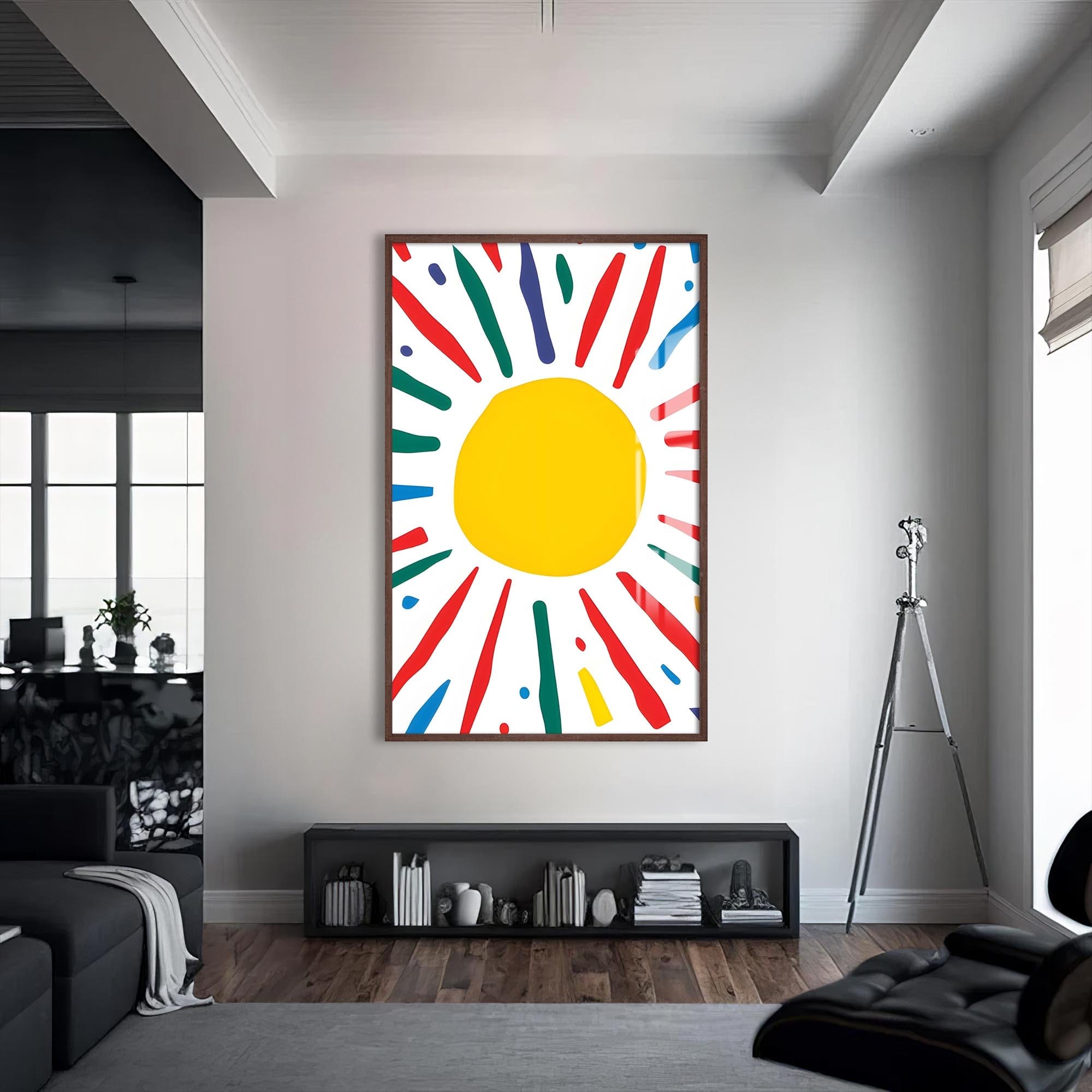 Artronauts Glass Print S | 72x46 cm | 28.3"x18.1" / Walnut Abstract Sunburst II-Tempered Glass Wall Art