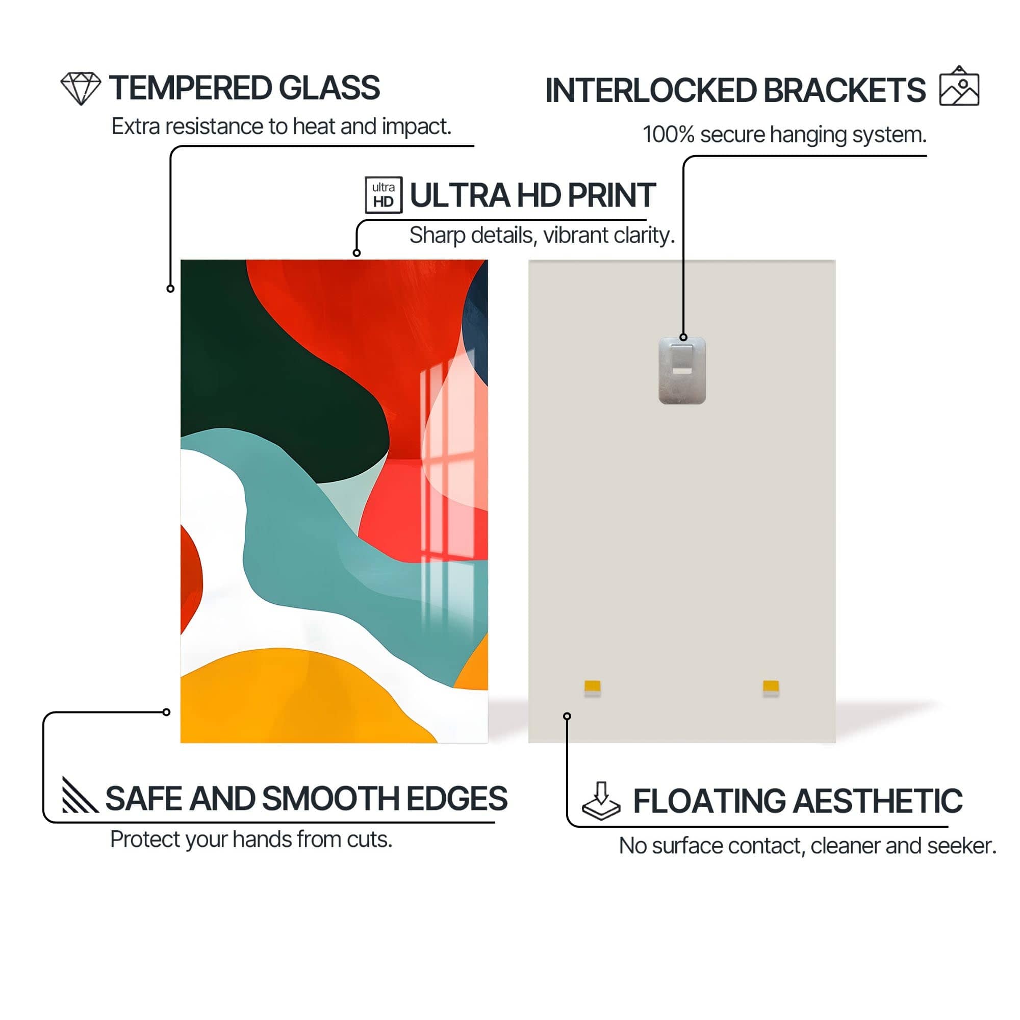 Artronauts Glass Print Organic Colour Blocks-Abstract Tempered Glass Wall Art