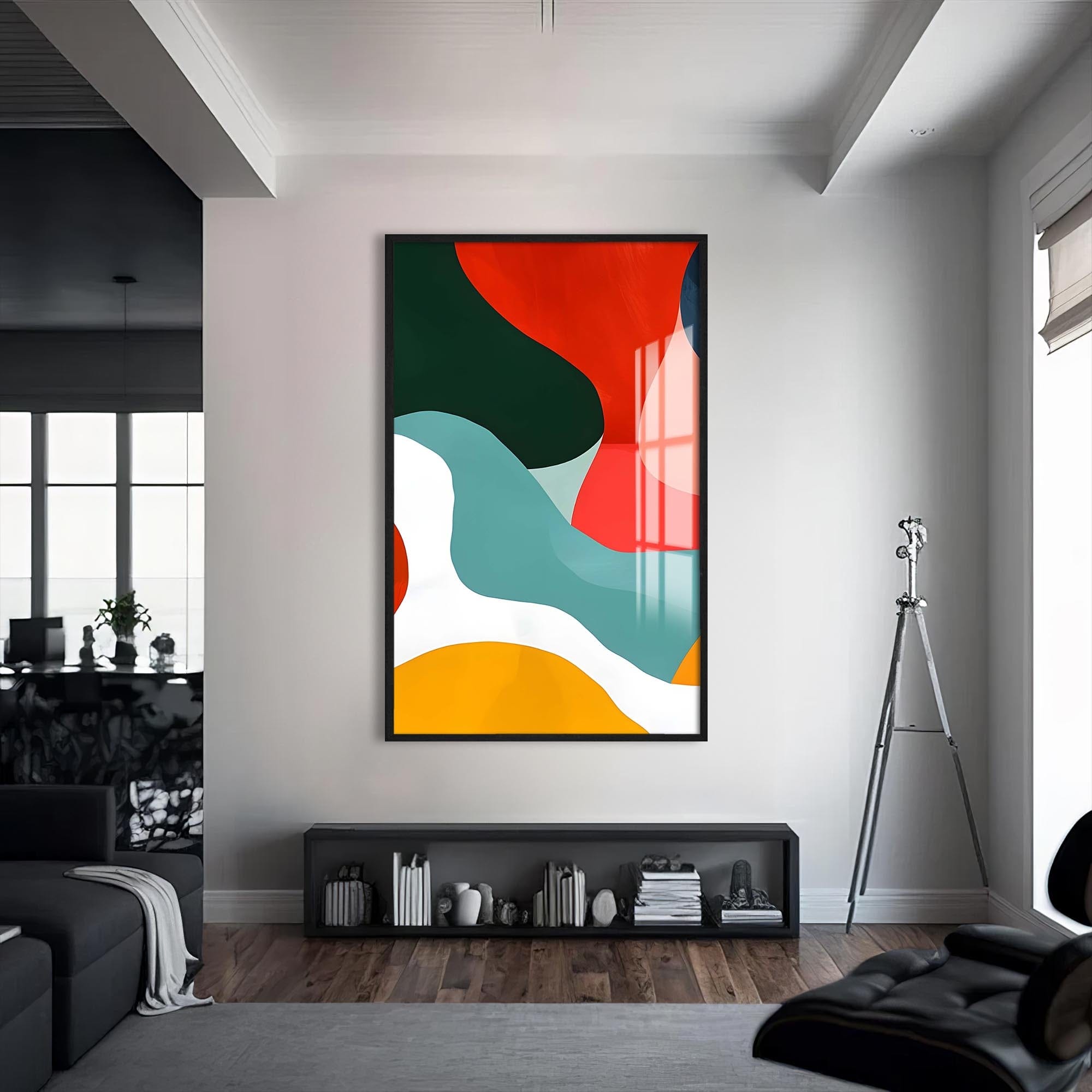 Artronauts Glass Print S | 72x46 cm | 28.3"x18.1" / Black Organic Colour Blocks-Abstract Tempered Glass Wall Art
