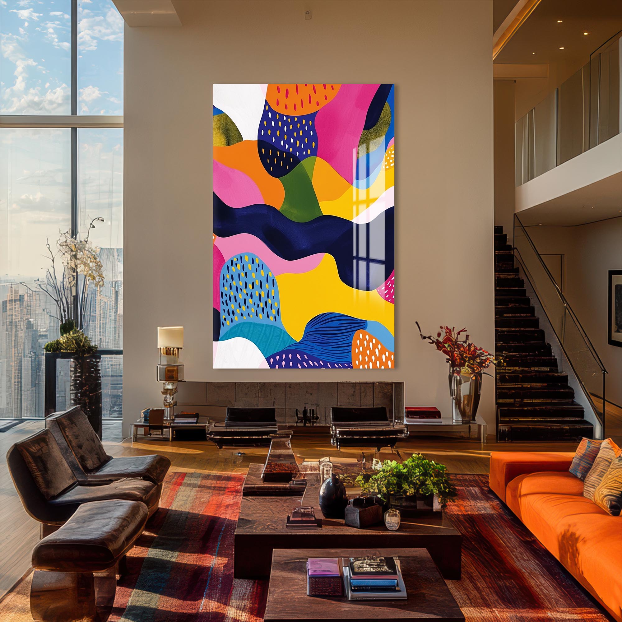 Artronauts Glass Print Vibrant Shapes- Abstract Tempered Glass Wall Art