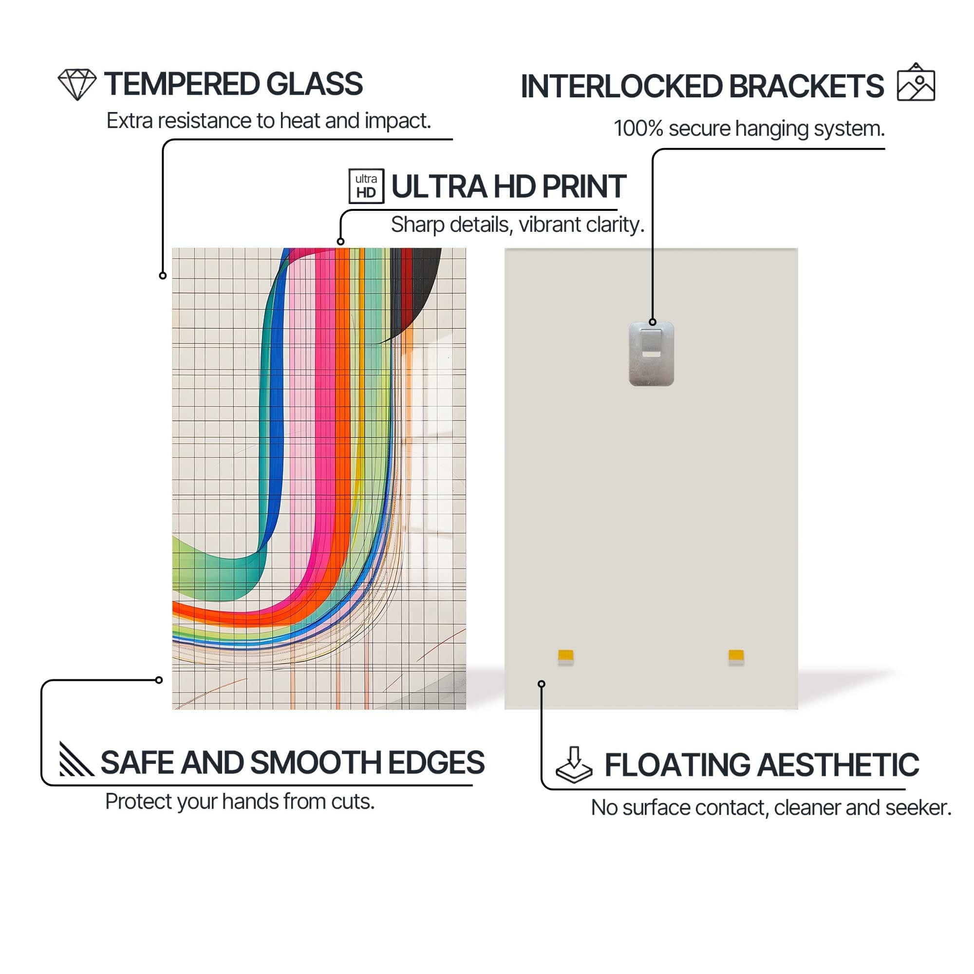 Artronauts Glass Print Grid Spectrum- Abstract Tempered Glass Wall Art