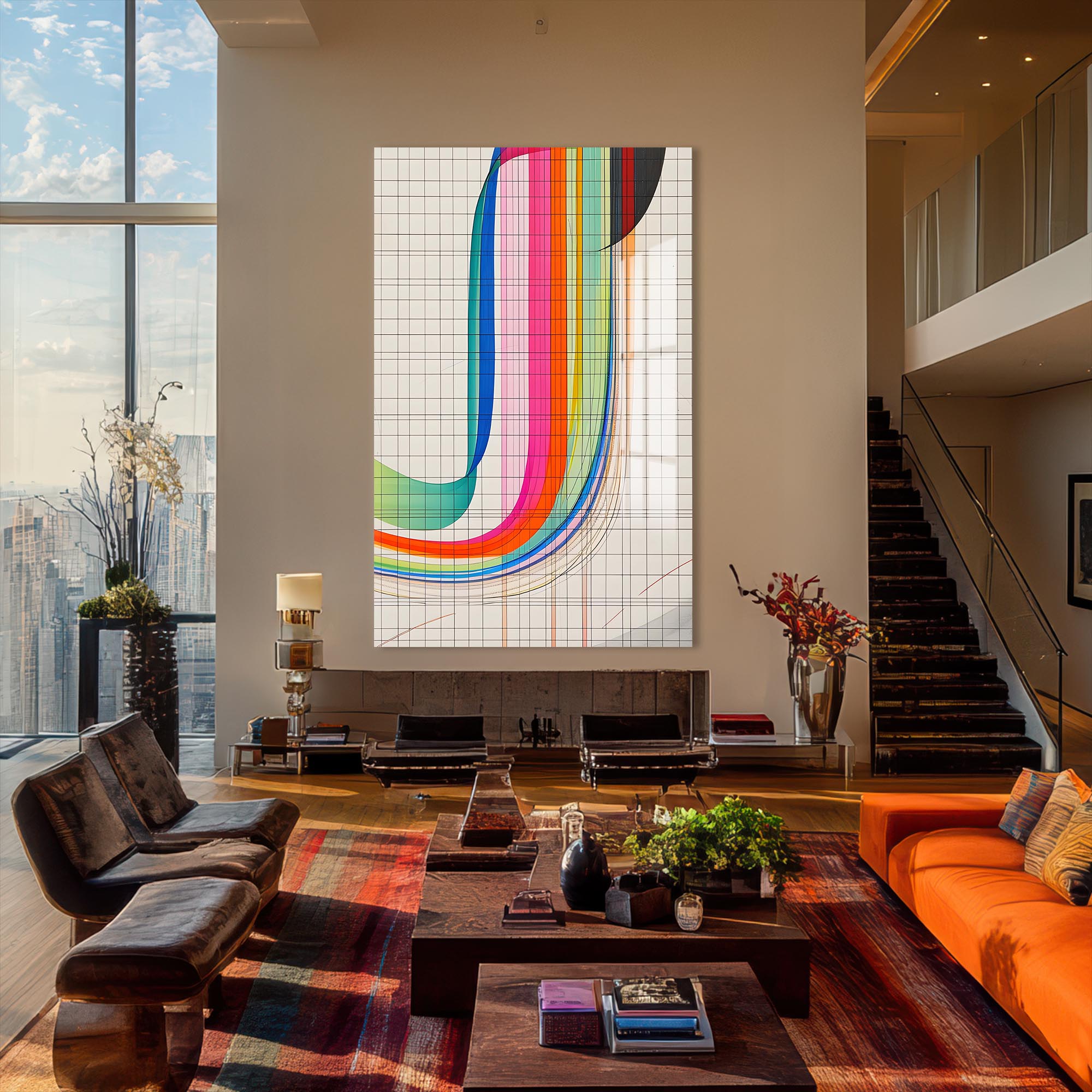 Artronauts Glass Print Grid Spectrum- Abstract Tempered Glass Wall Art