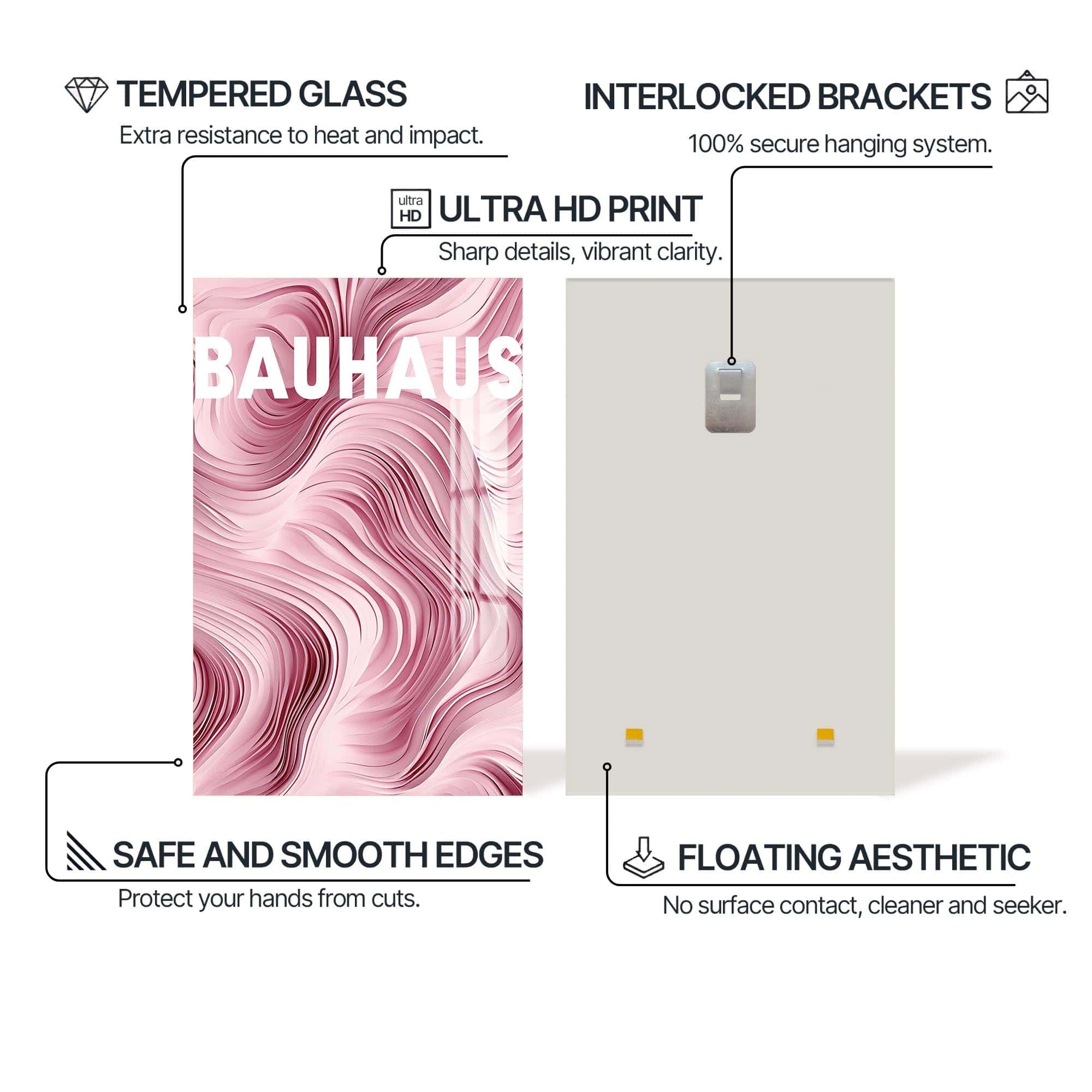 Artronauts Glass Print Pink Flow- Abstract Tempered Glass Wall Art