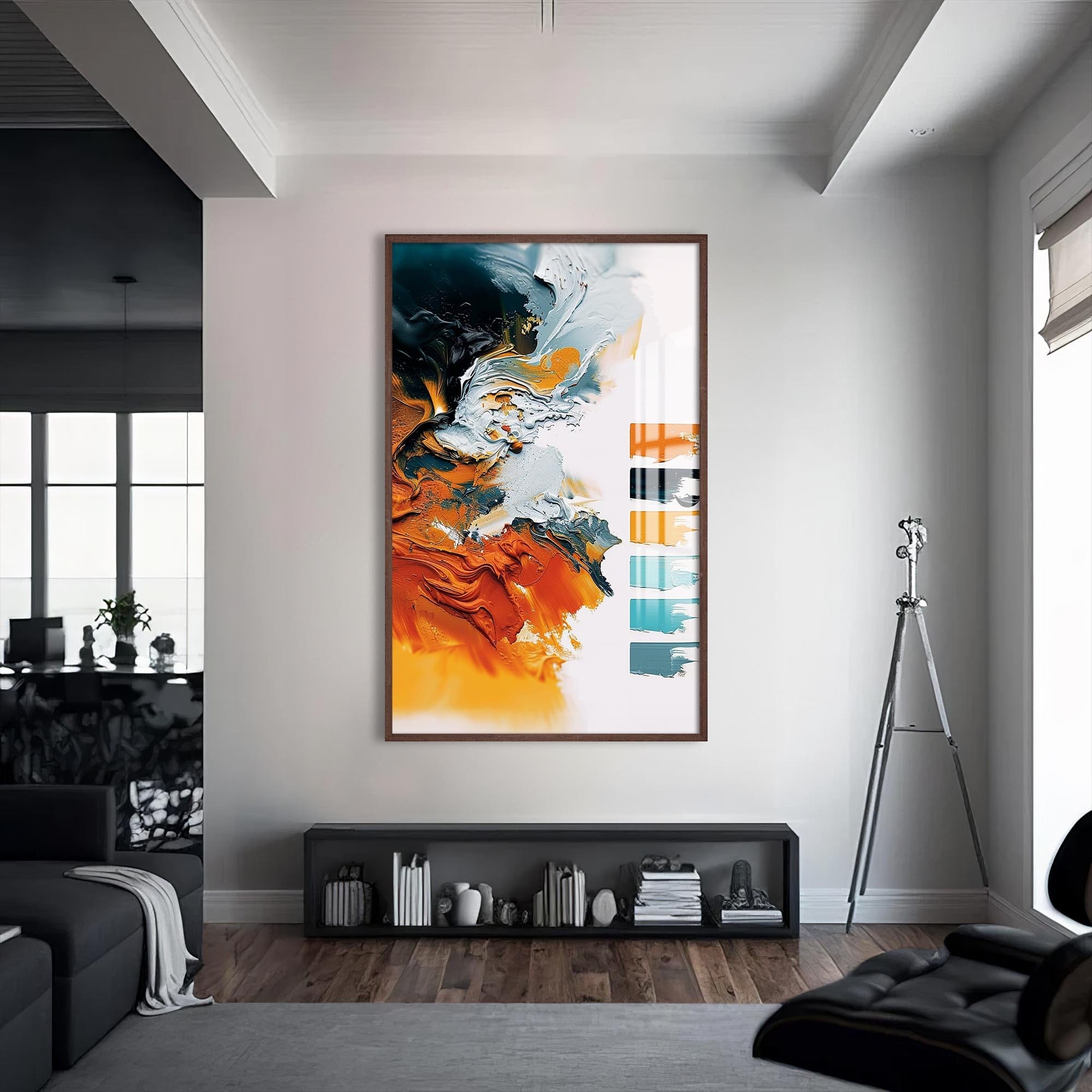 Artronauts Glass Print S | 72x46 cm | 28.3"x18.1" / Walnut Ocean Ember Flow- Abstract Tempered Glass Wall Art