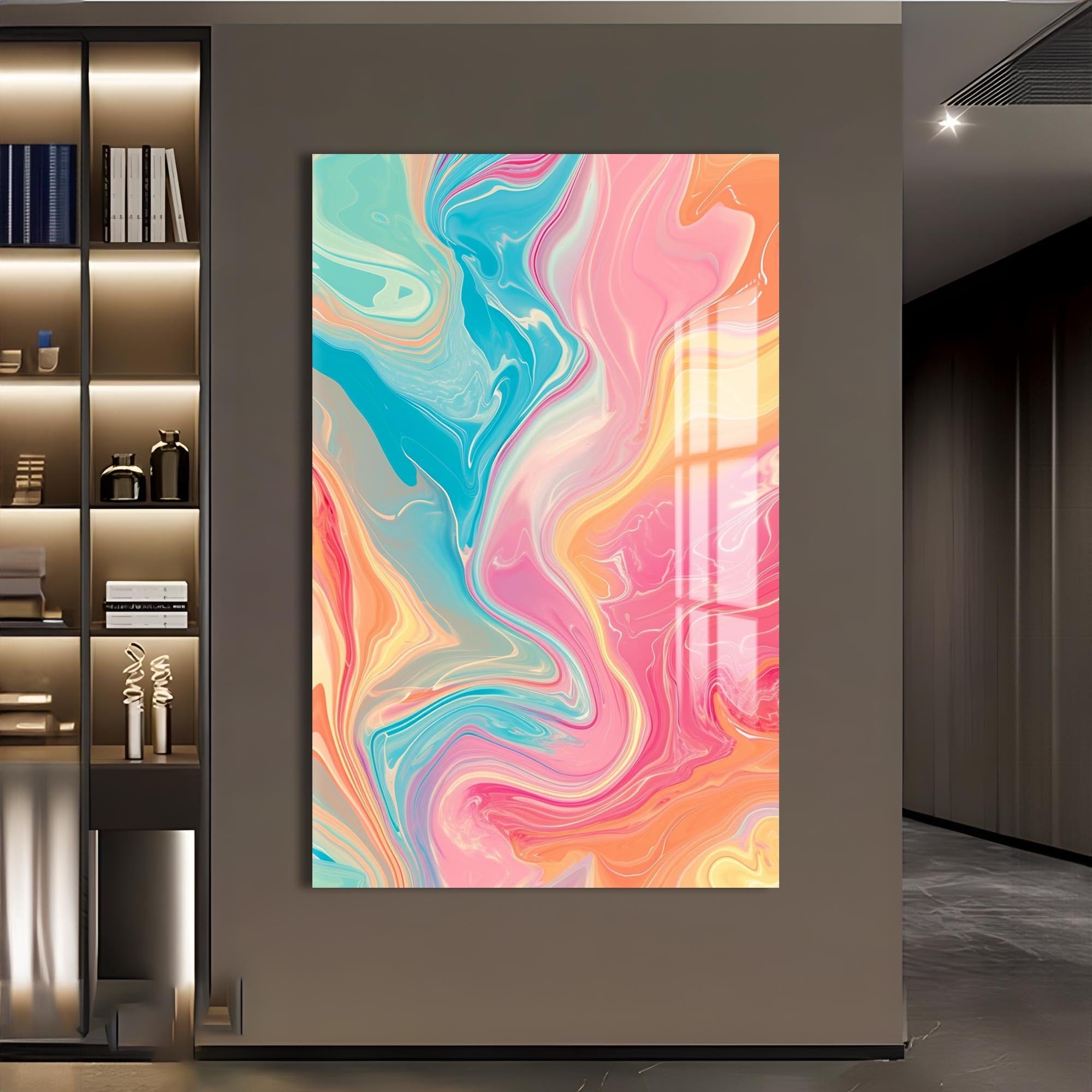 Artronauts Glass Print Sunrise Pastel Waves- Abstract Tempered Glass Wall Art