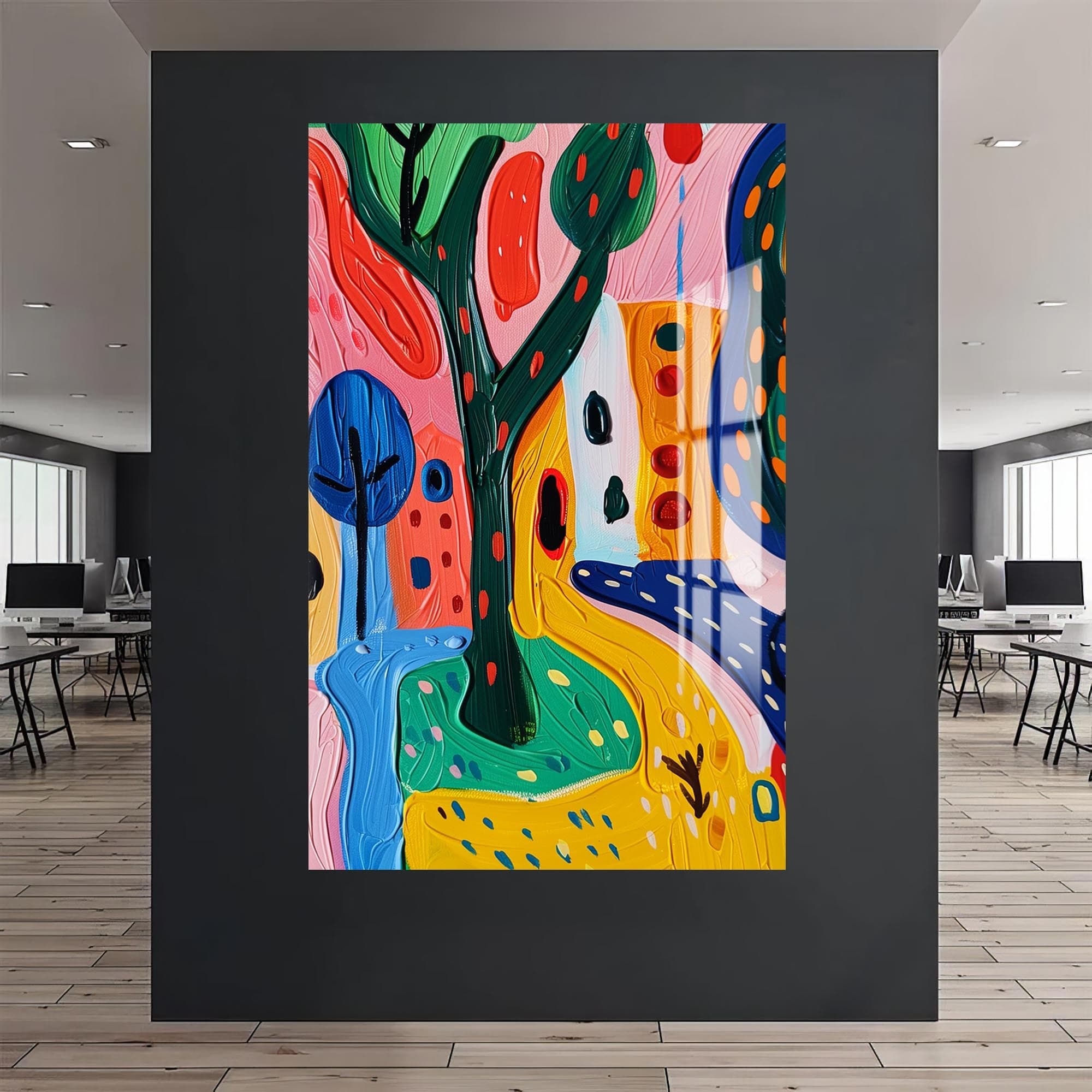 Artronauts Glass Print Playful Garden Story- Abstract Tempered Glass Wall Art