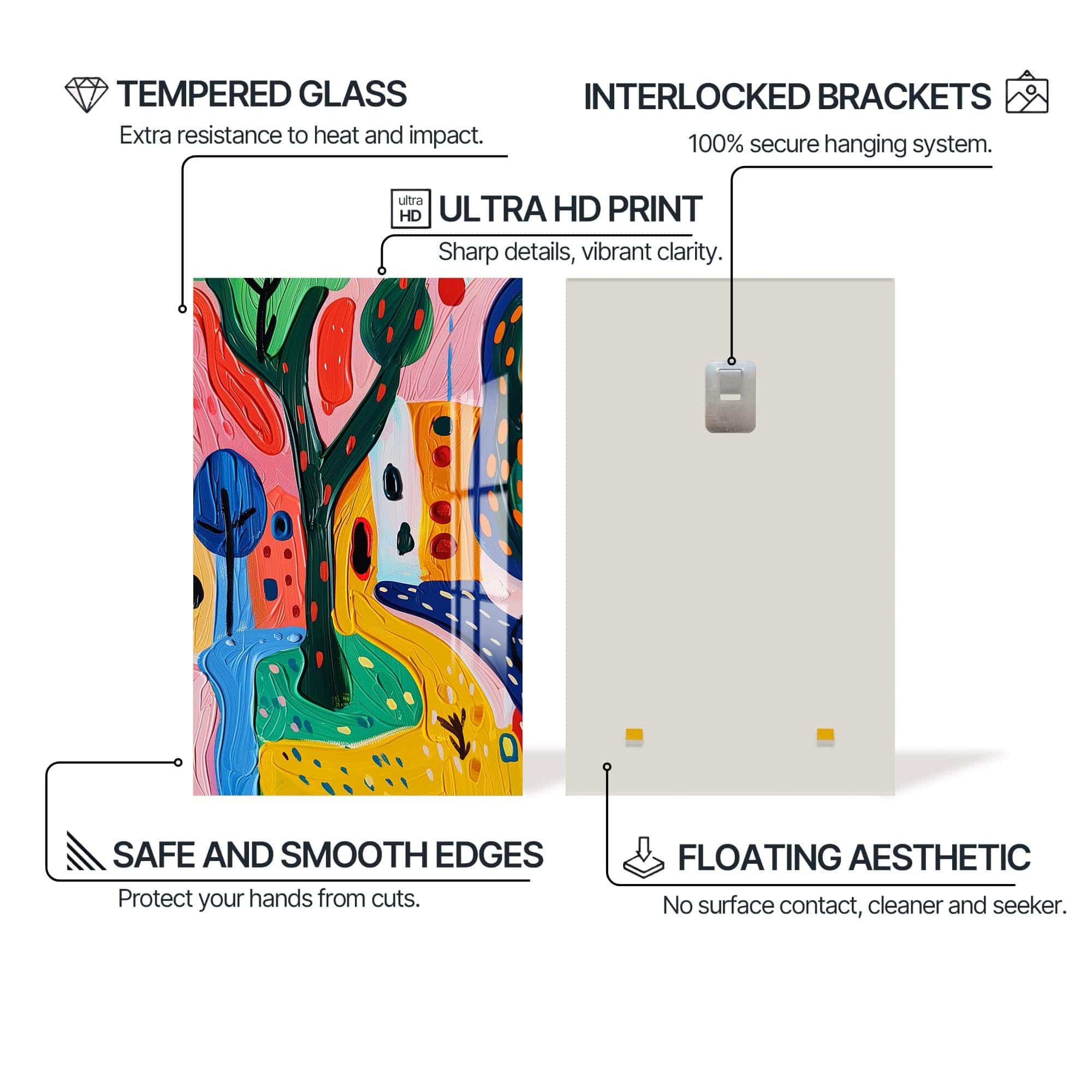 Artronauts Glass Print Playful Garden Story- Abstract Tempered Glass Wall Art