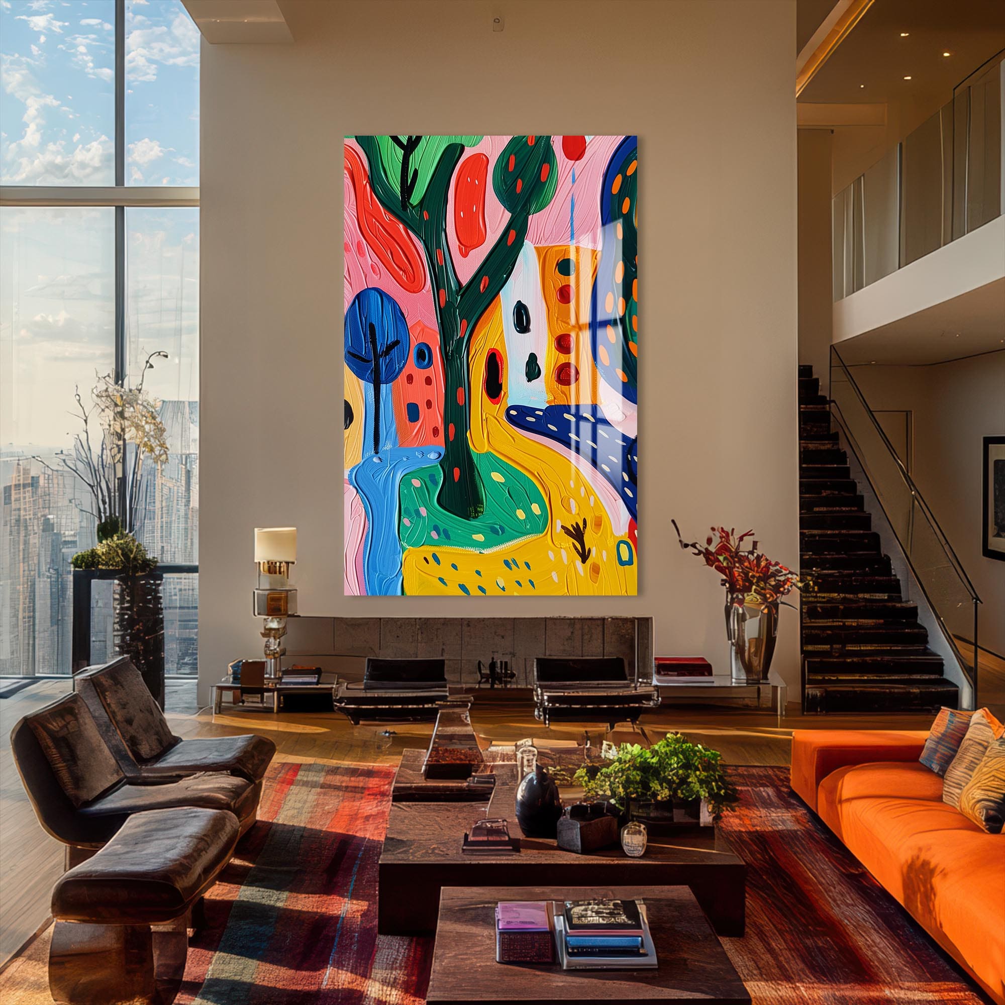 Artronauts Glass Print Playful Garden Story- Abstract Tempered Glass Wall Art