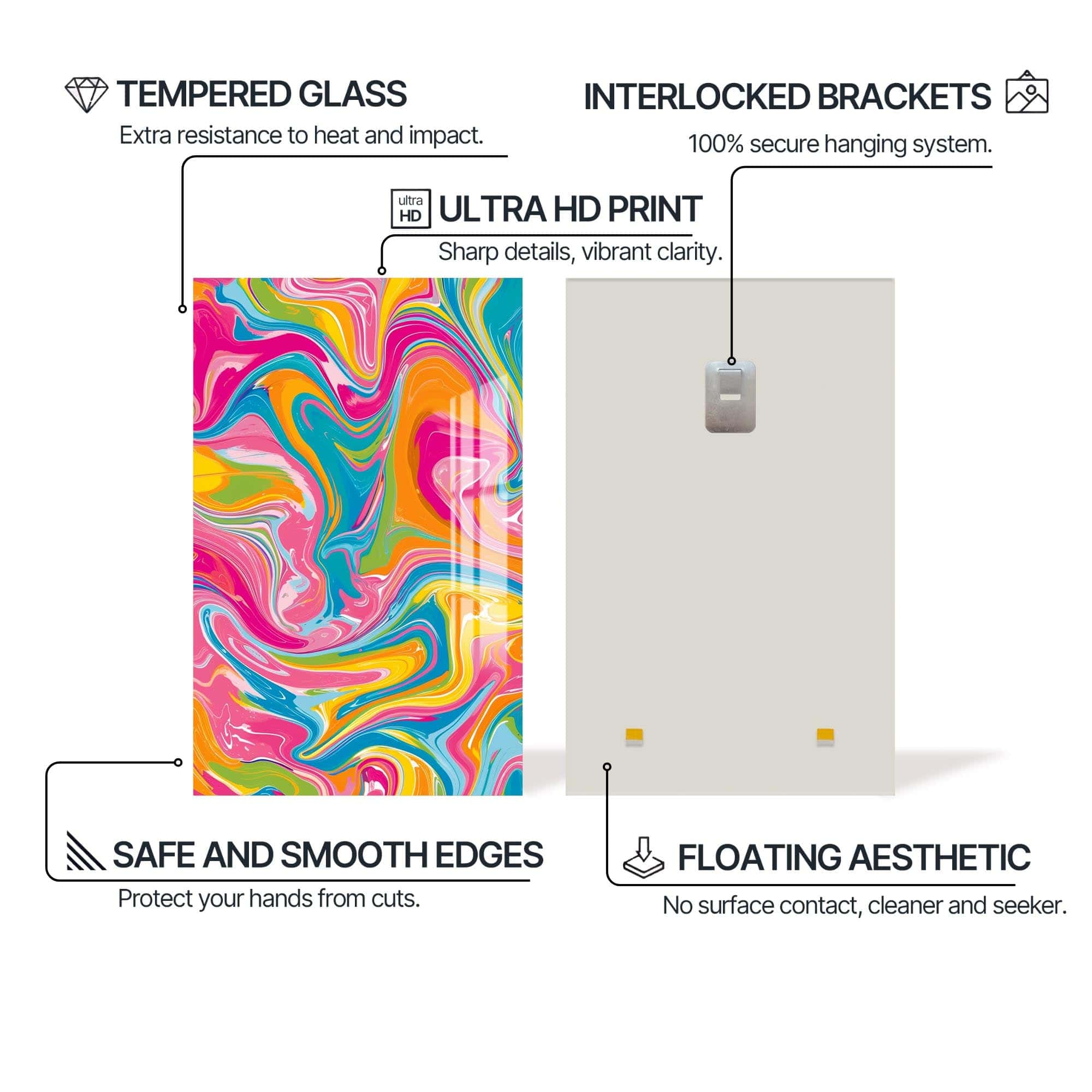 Artronauts Glass Print Vivid Marble Storm- Abstract Tempered Glass Wall Art