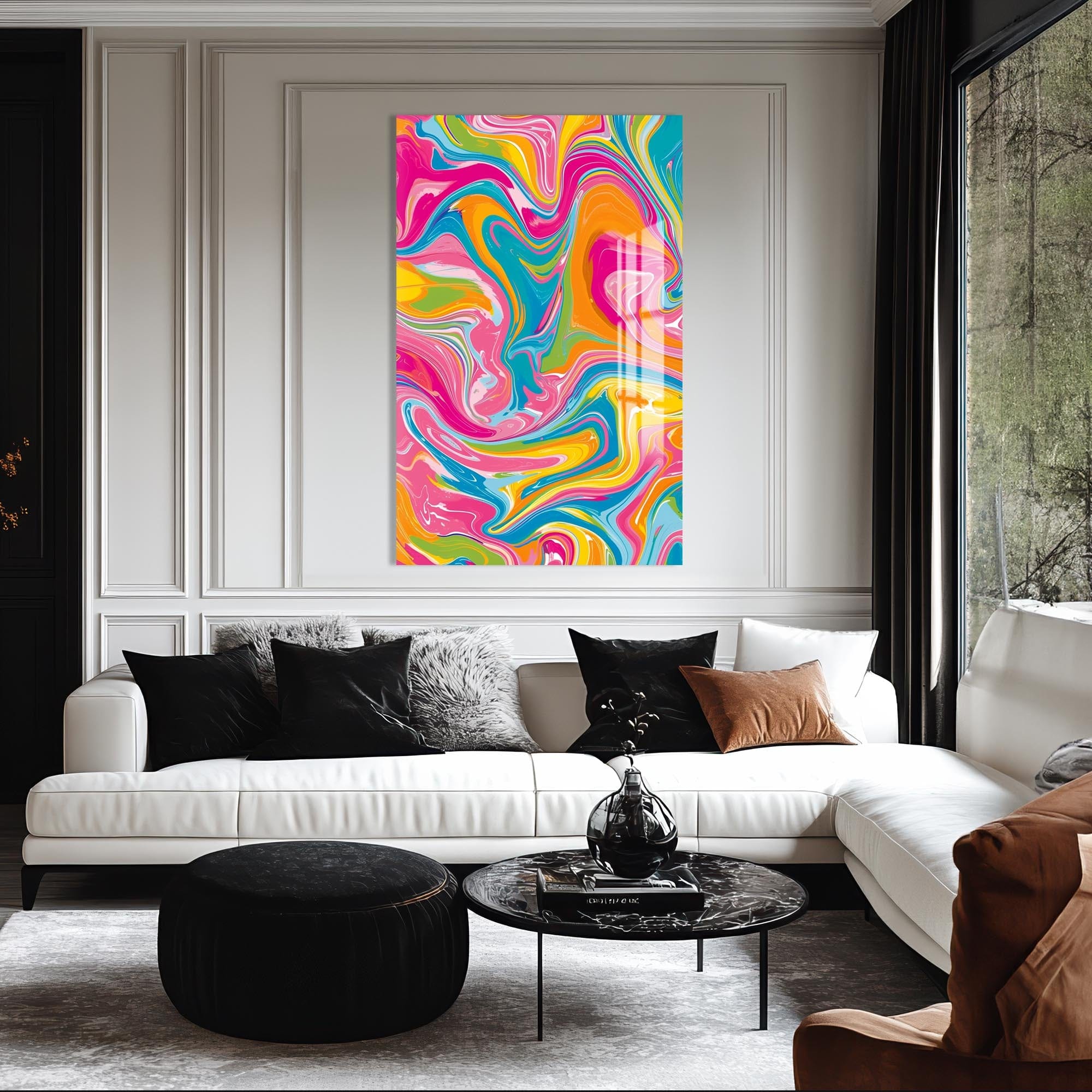 Artronauts Glass Print Vivid Marble Storm- Abstract Tempered Glass Wall Art
