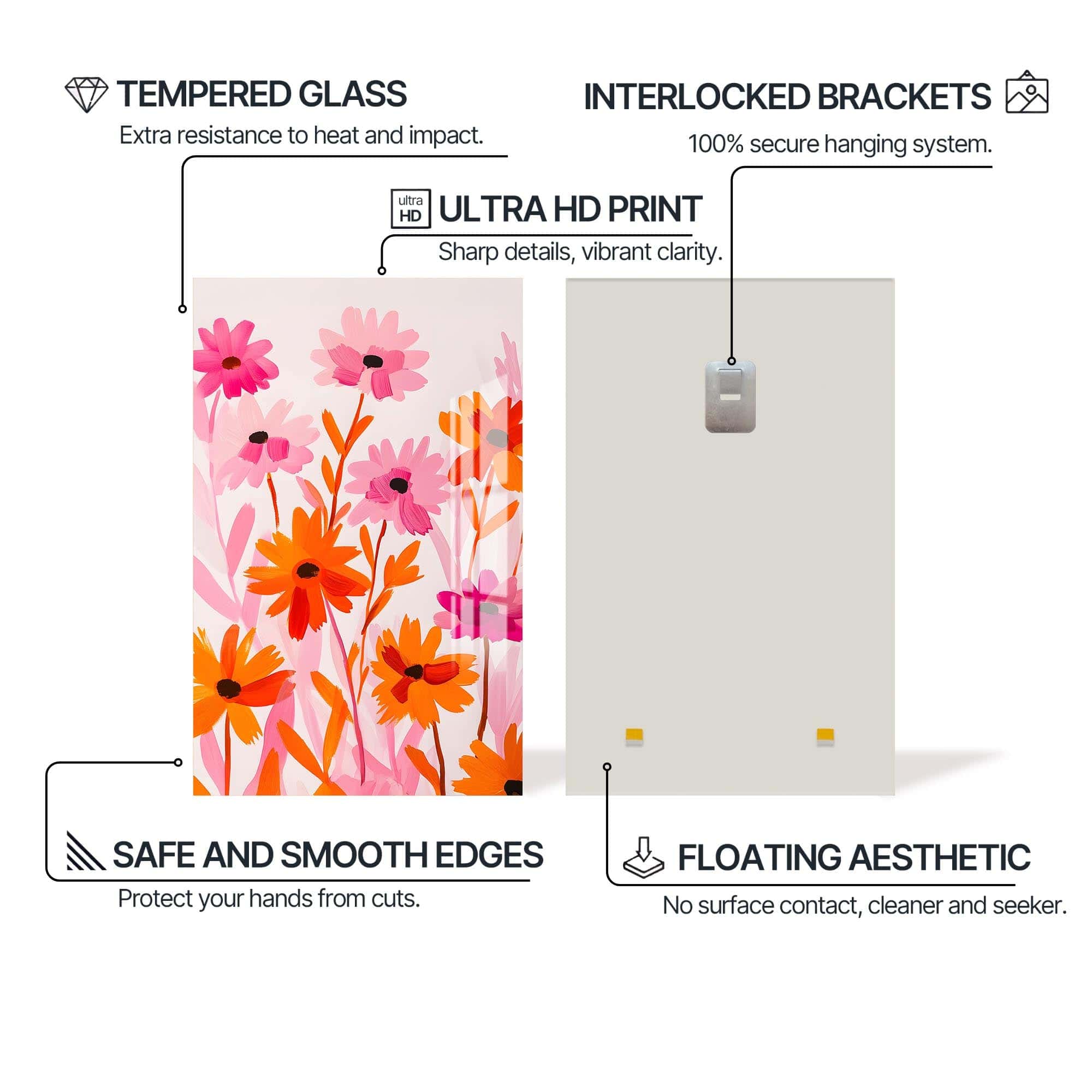 Artronauts Glass Print Blooming Field- Abstract Tempered Glass Wall Art