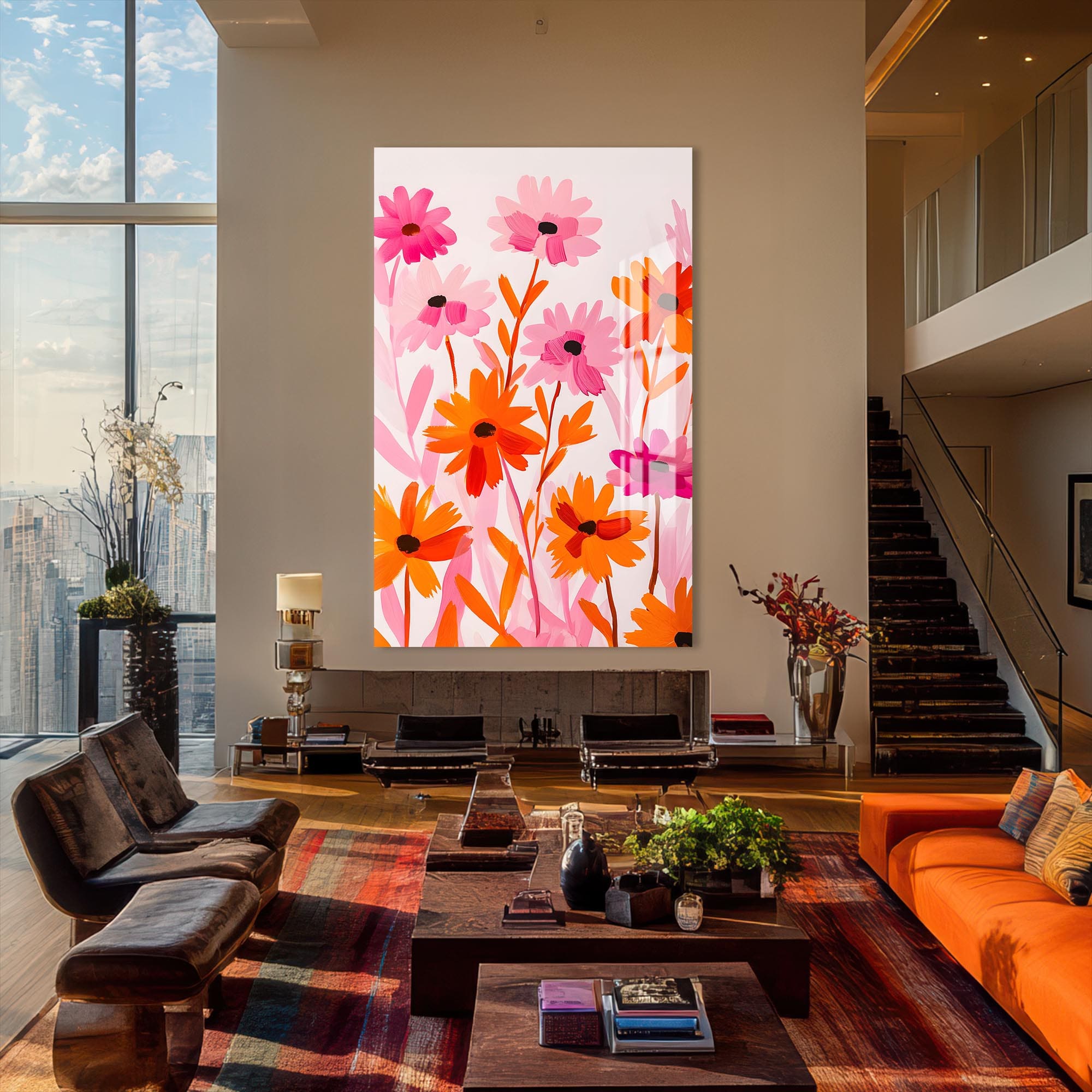 Artronauts Glass Print Blooming Field- Abstract Tempered Glass Wall Art