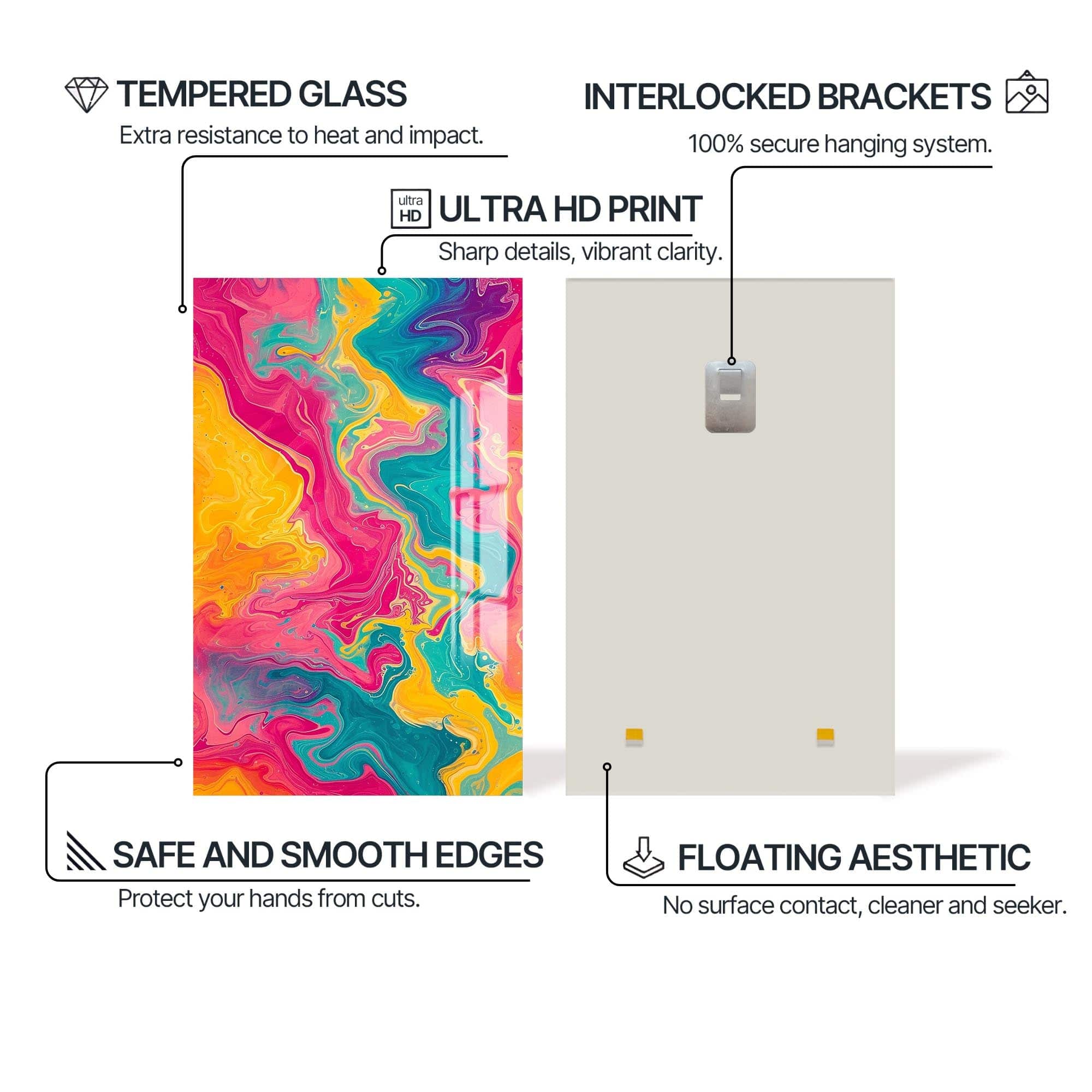 Artronauts Glass Print Marble Waves- Abstract Tempered Glass Wall Art