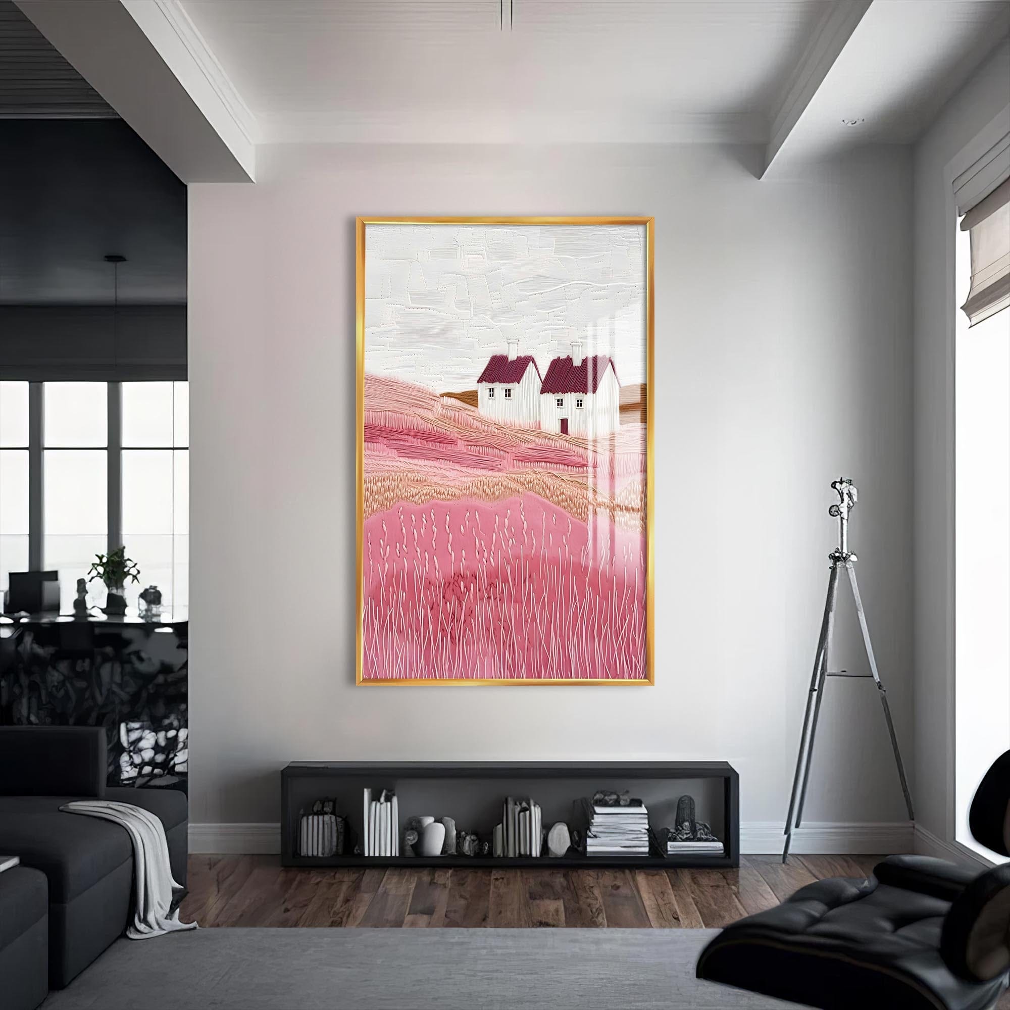 Artronauts Glass Print S | 72x46 cm | 28.3"x18.1" / Gold Soft Meadow- Abstract Tempered Glass Wall Art