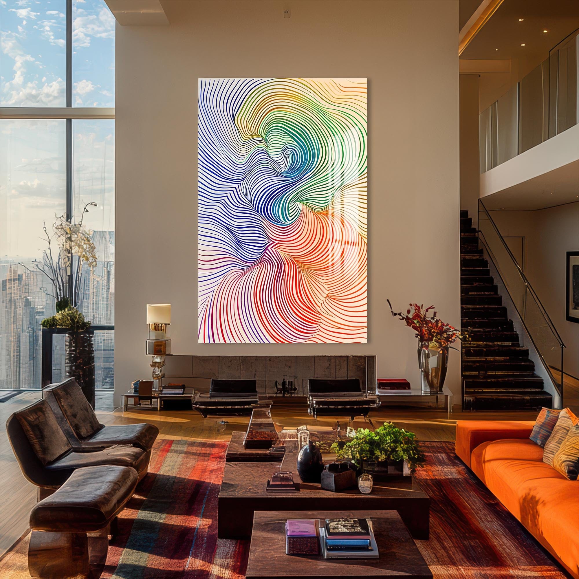 Artronauts Glass Print Flow Lines- Abstract Tempered Glass Wall Art