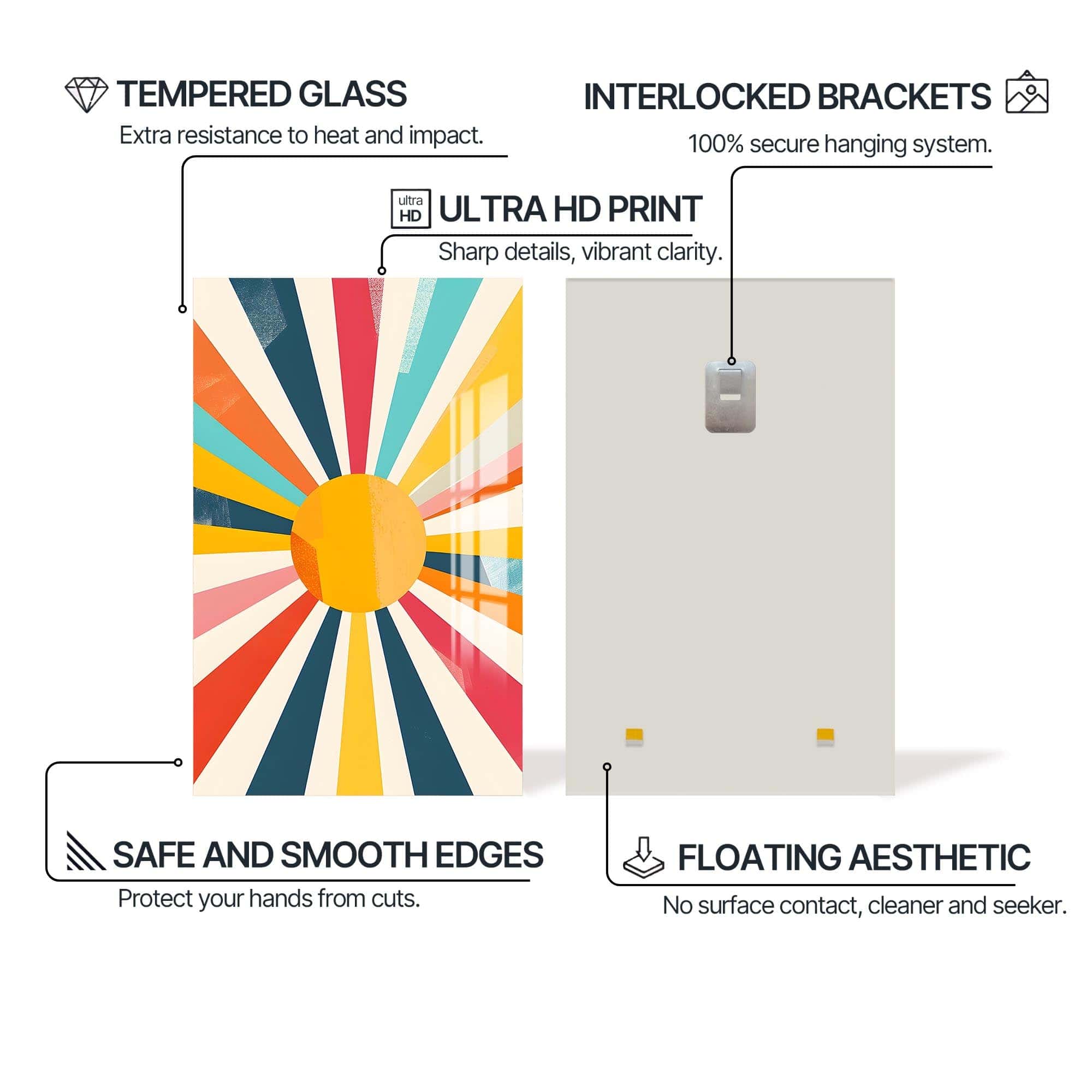 Artronauts Glass Print Abstract Sunburst- Tempered Glass Wall Art