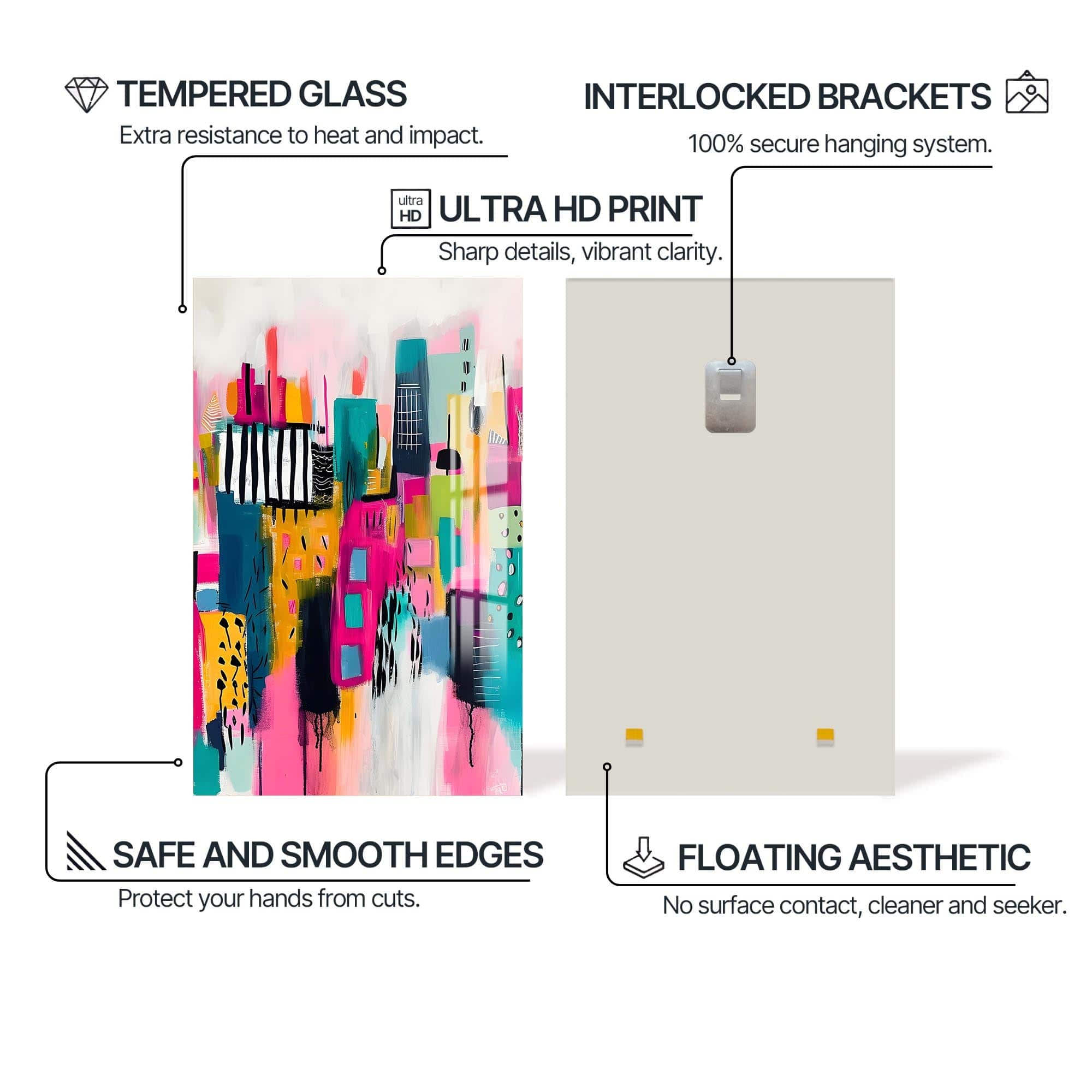 Artronauts Glass Print Abstract Cityscape- Tempered Glass Wall Art