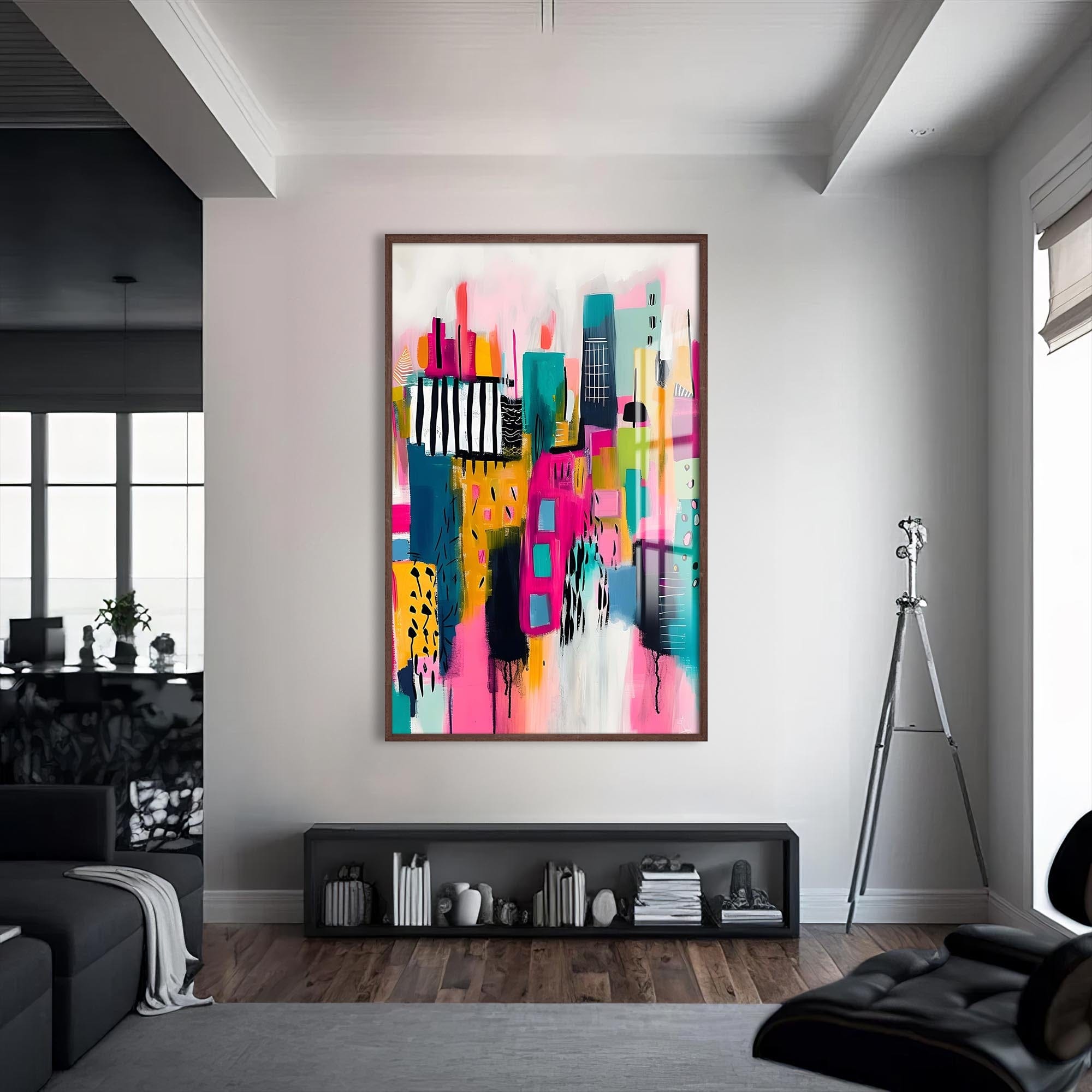 Artronauts Glass Print S | 72x46 cm | 28.3"x18.1" / Walnut Abstract Cityscape- Tempered Glass Wall Art