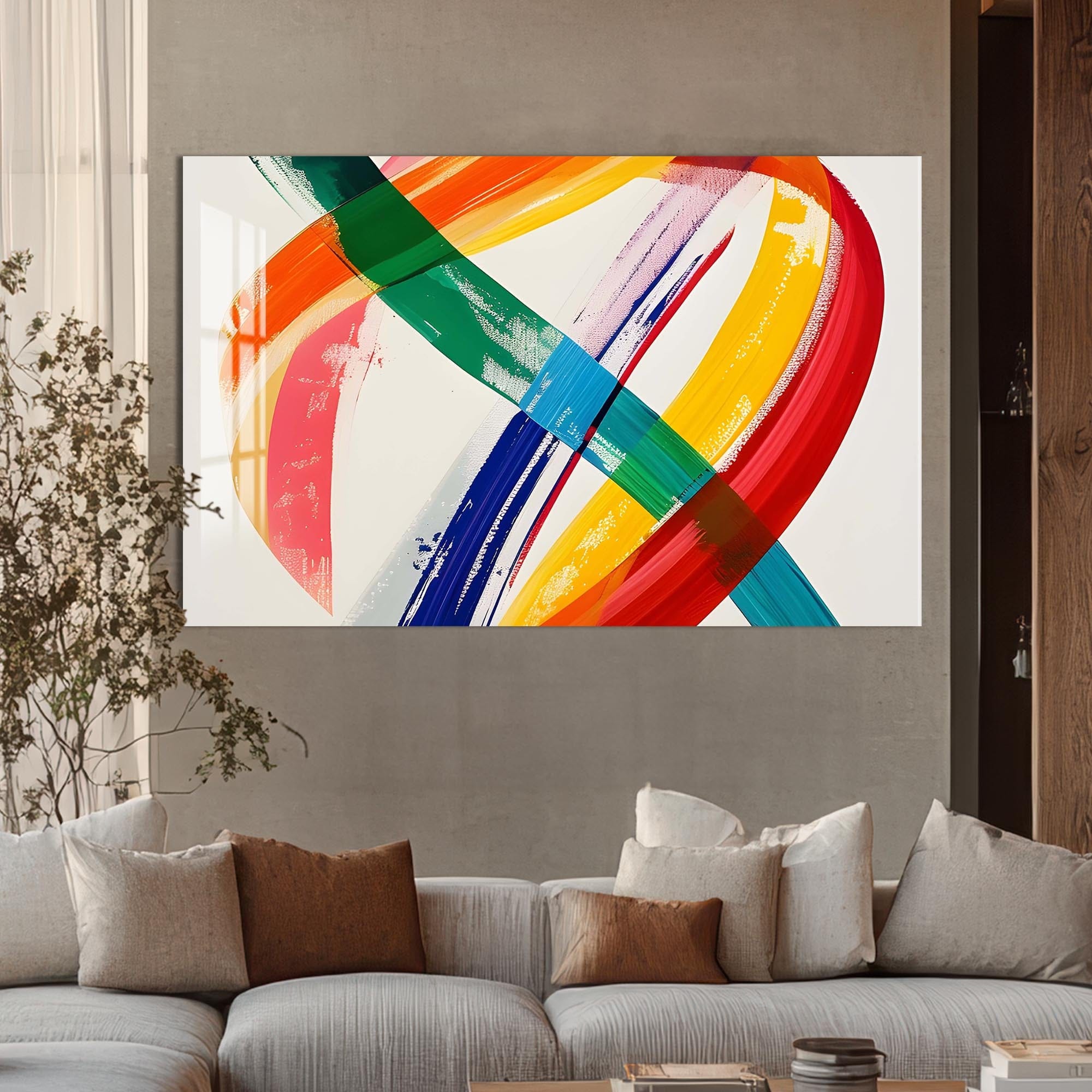 Artronauts Glass Print Multicolour Brush Strokes- Abstract Tempered Glass Wall Art